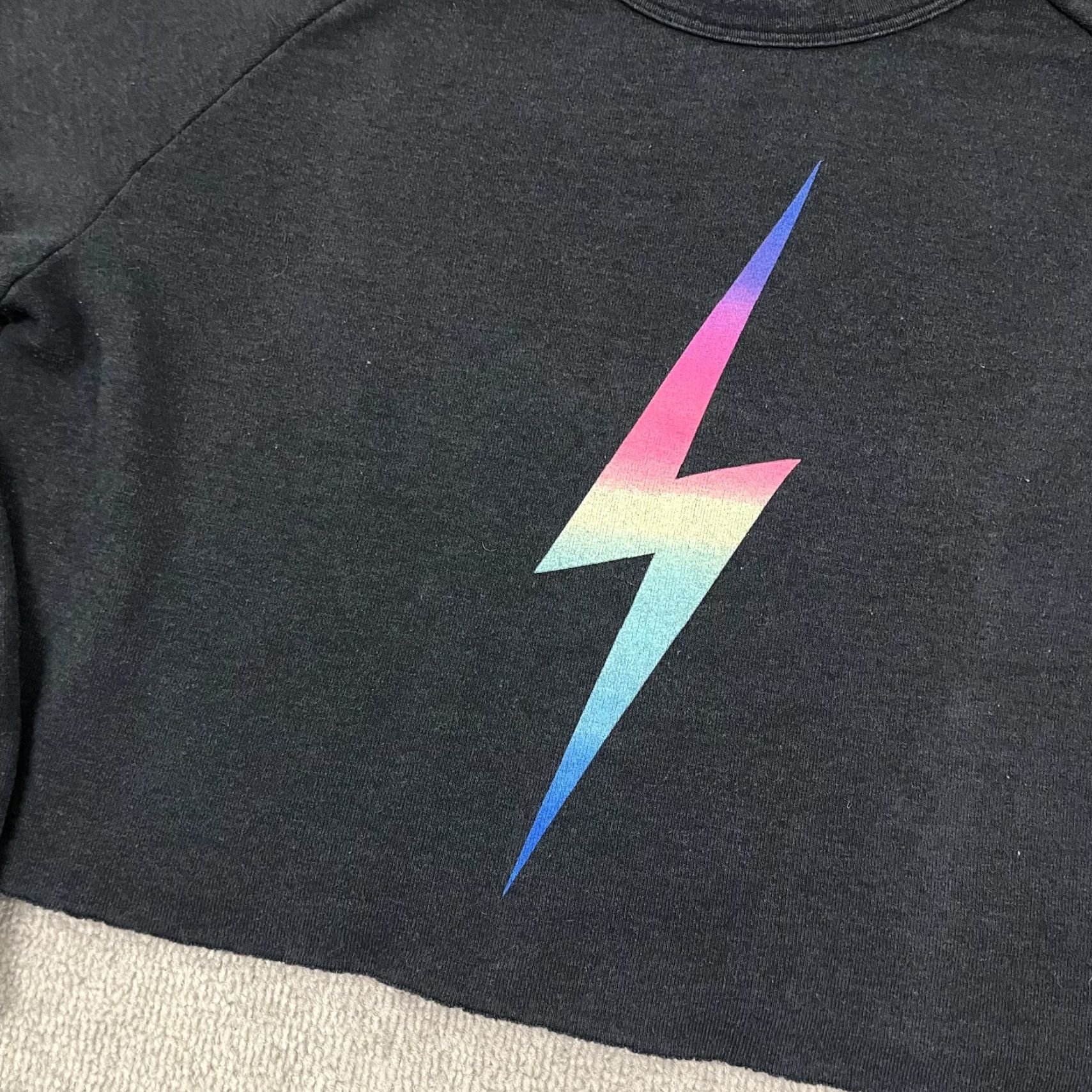 Aviator Nation Aviator Nation Sweatshirt Womens Medium Gray Cropped Rainbow Lightning Bolt Crew Size M / US 6-8 / IT 42-44 - 2 Thumbnail