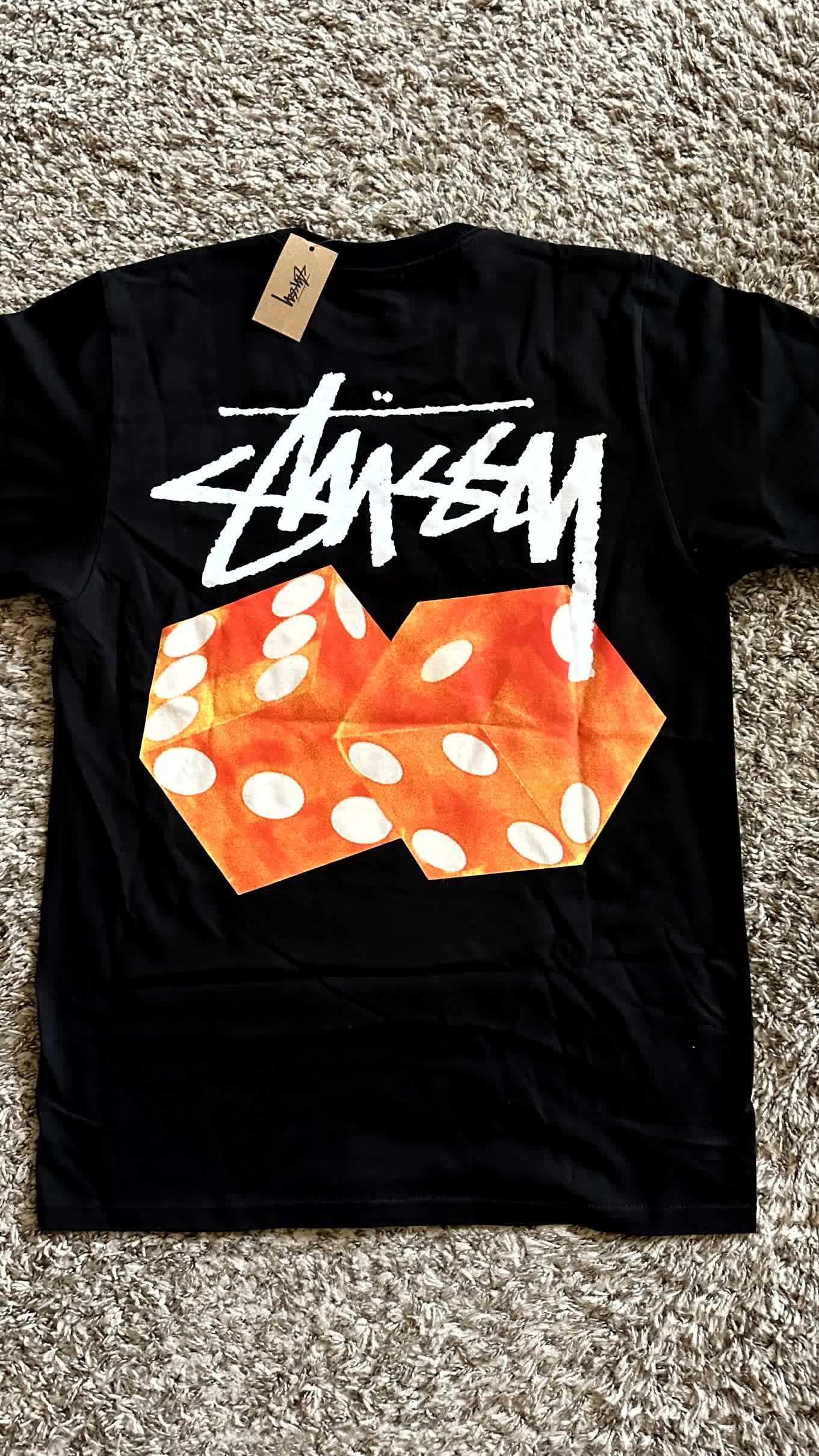 Stussy **NEW RARE** STUSSY DICED OUT DICE BLACK LOGO TEE T-SHIRT S