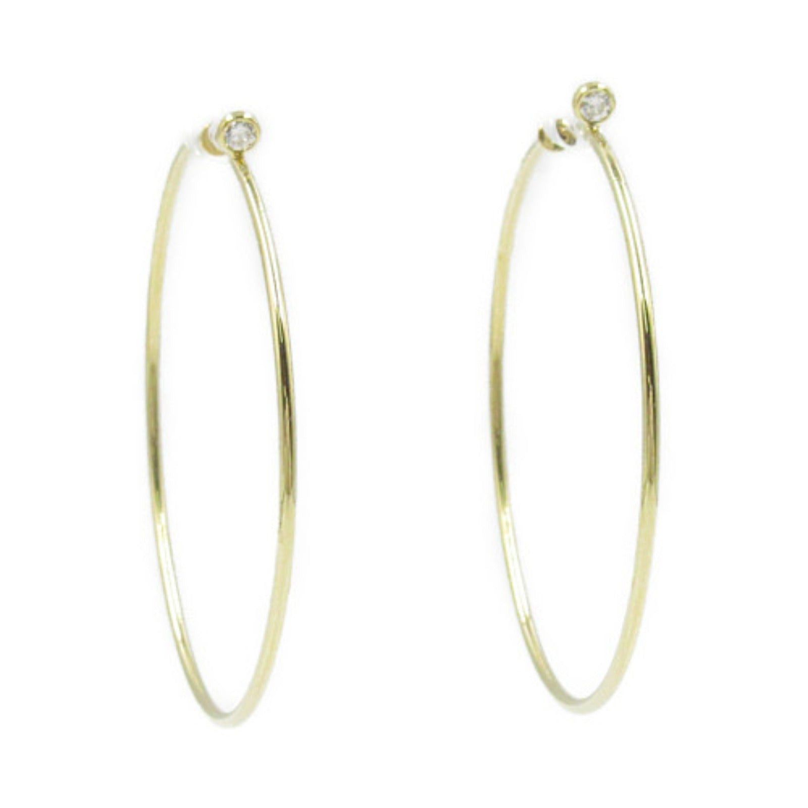 Tiffany & Co. Tiffany Co Elsa Peretti Hoop Earrings K18 (Yellow Gold) Diamond Clear Size ONE SIZE - 1 Thumbnail