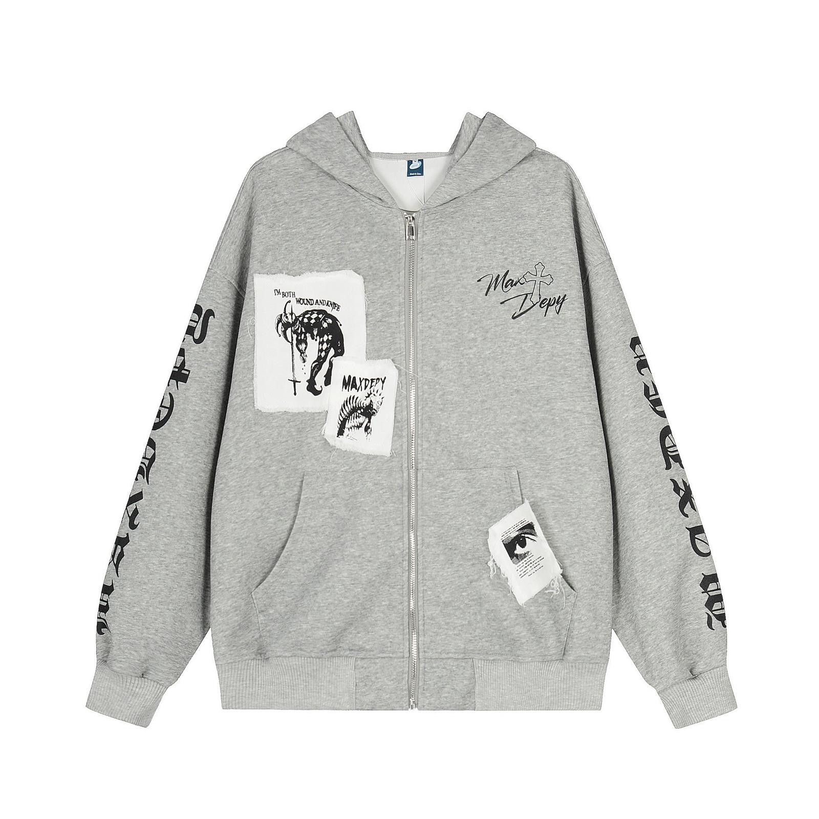 Other Black Graphic Zip-Up Hoodie, Vintage Style Hoodie Size US M / EU 48-50 / 2 - 6 Thumbnail