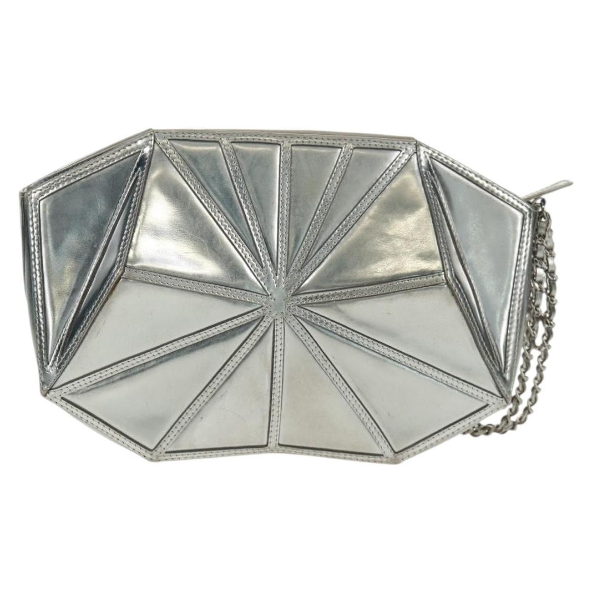 Chanel Chanel Clutch Bag Leather Silver CC Size ONE SIZE - 2 Thumbnail