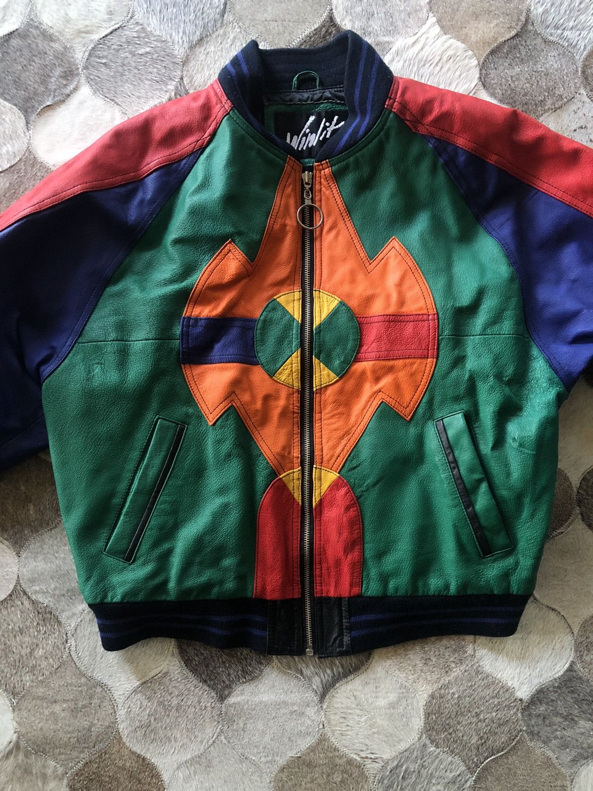 Genuine Leather × Vintage CRAZY 🔥🔥Vintage 1980s Winlit Genuine leather jacket Size US M / EU 48-50 / 2 - 3 Thumbnail