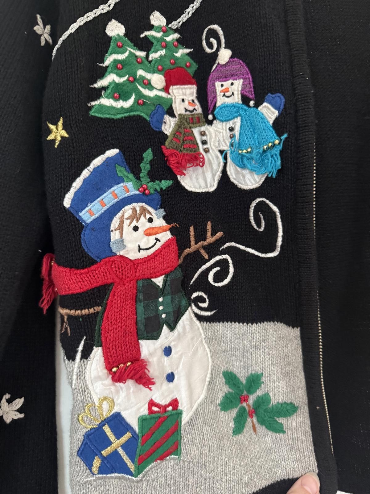 Other Vintage Studio Joy Holiday Snowman Sweater Jacket Size S / US 4 / IT 40 - 2 Thumbnail