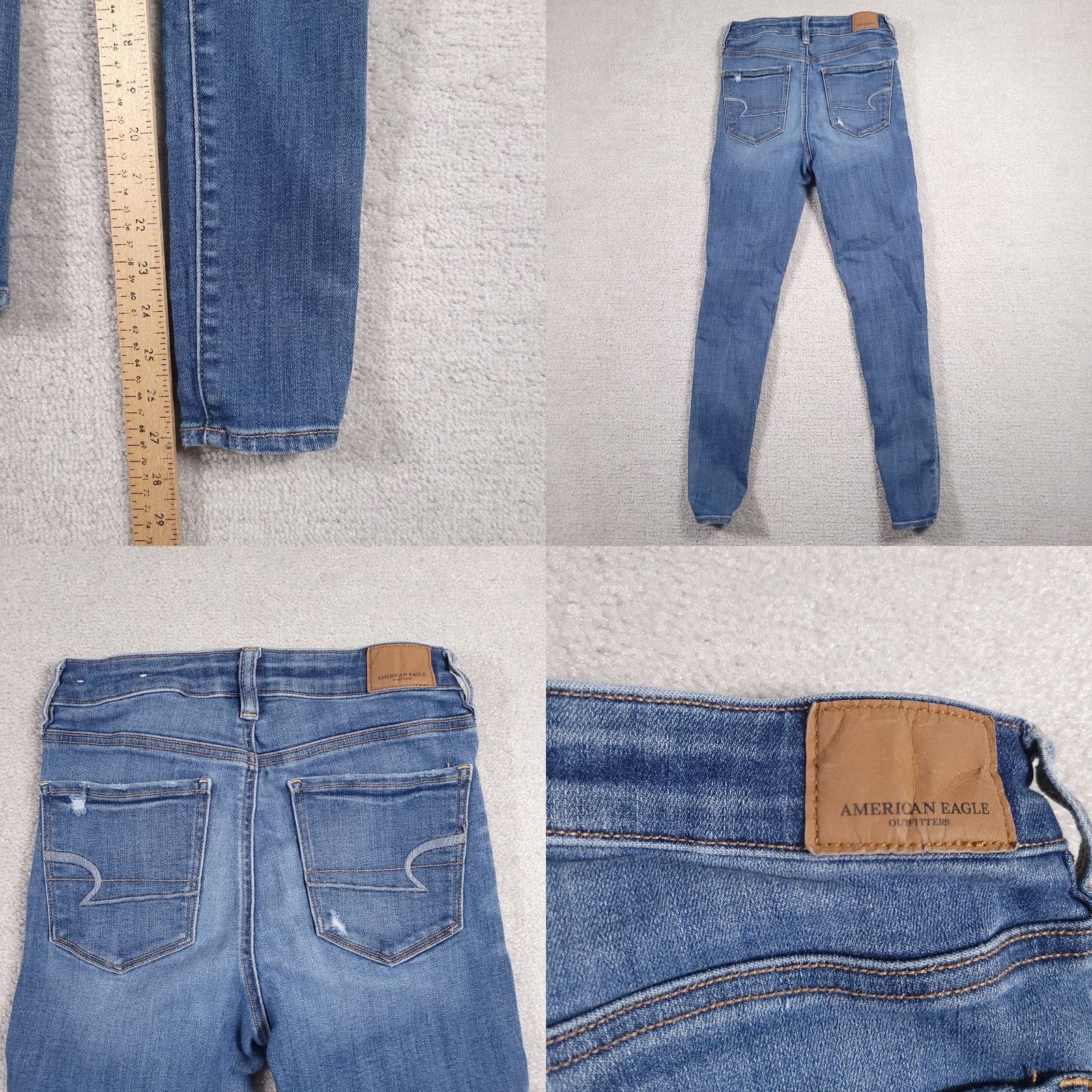 American Eagle Outfitters VINTAGE American Eagle Jeans Skinny Jegging Womens 2 Reg Medium Wash Distressed 4 Regular Boys Girls Mens Womens Size 26" / US 2 / IT 38 - 8 Thumbnail