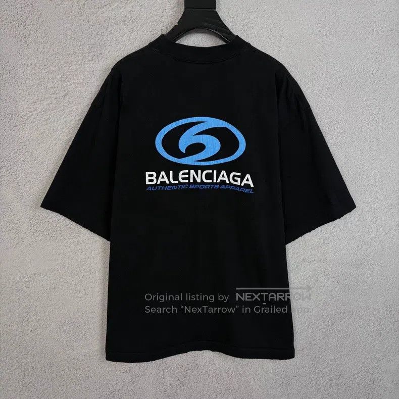 Balenciaga Balenciaga Wave Logo Printed Pattern Round Neck Short Slee Size US M / EU 48-50 / 2 - 2 Thumbnail