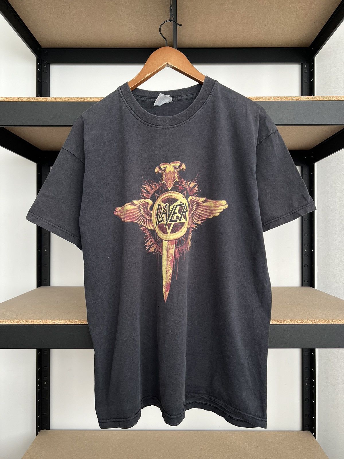 Band Tees Vintage 2000s Slayer Eagle Metal Band Y2k Black T-shirt Size US XL / EU 56 / 4 - 1 Thumbnail