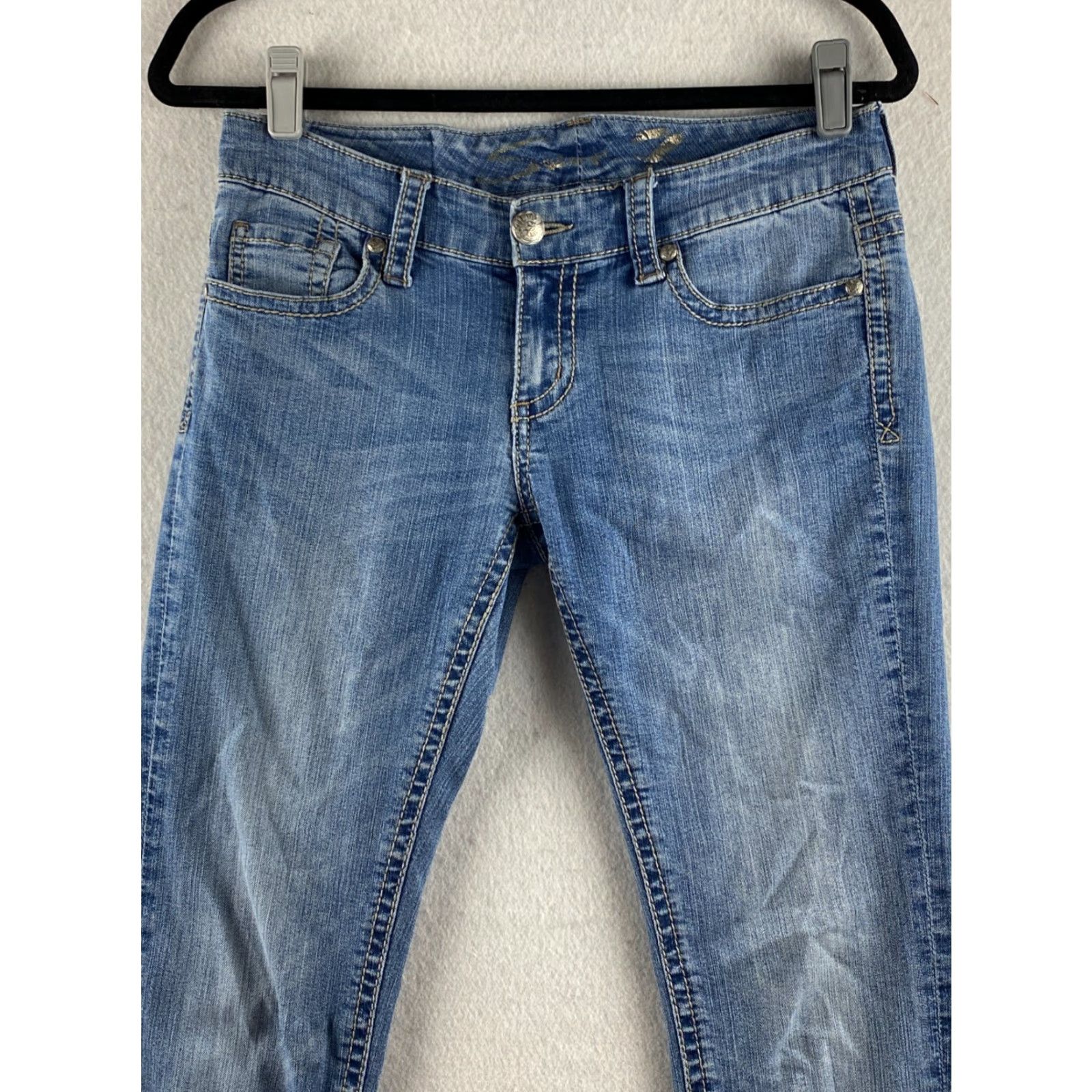 Vintage Seven7 Womens Jeans Jegging Distressed Denim 28 Blue Embroidered 5-Pocket Stretch Denim Jeans Women Regular Size 28 Size 28" / US 6 / IT 42 - 2 Thumbnail