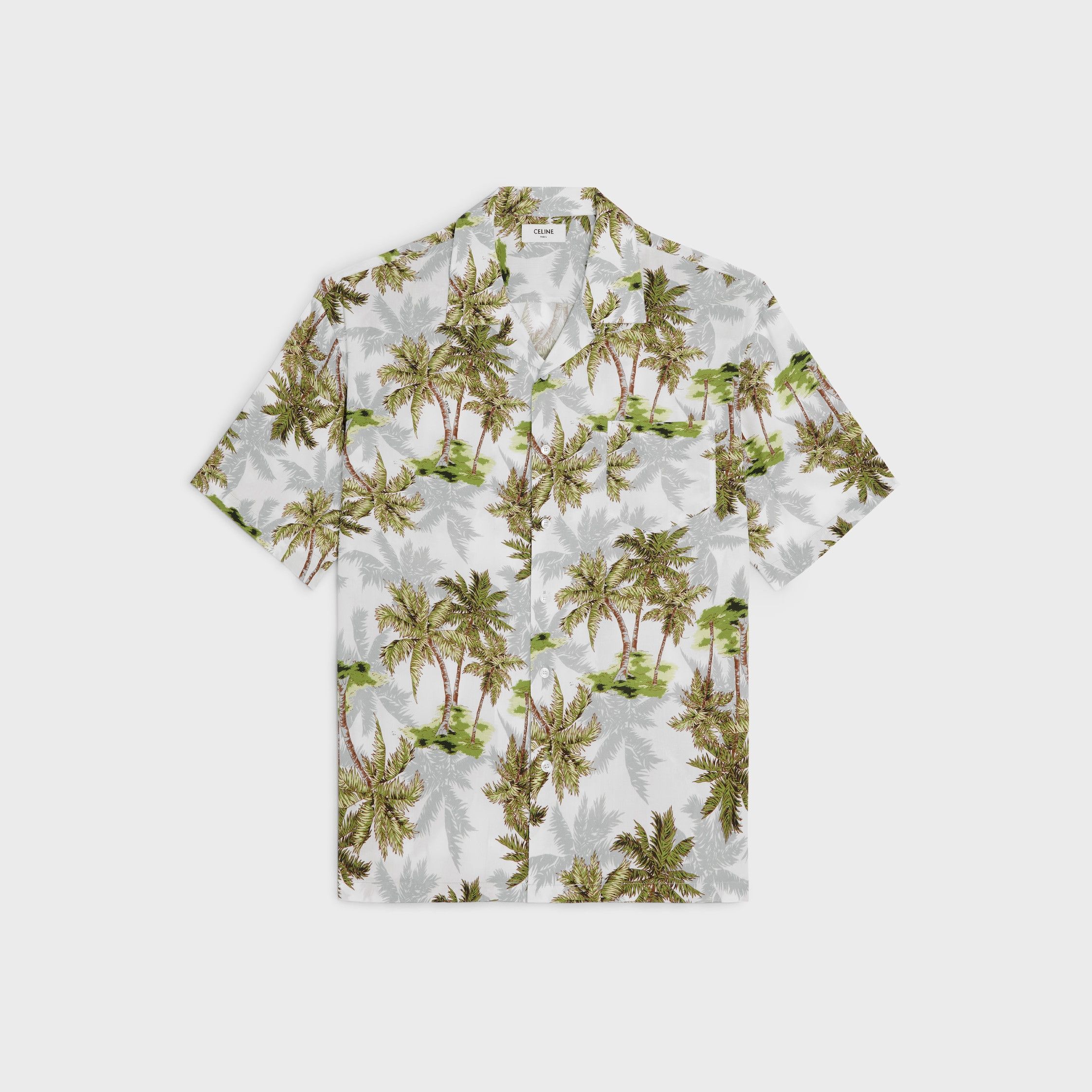 Celine HAWAIIAN SHIRT IN PRINTED VISCOSE white/grey/green Size US XS / EU 42 / 0 - 1 Thumbnail