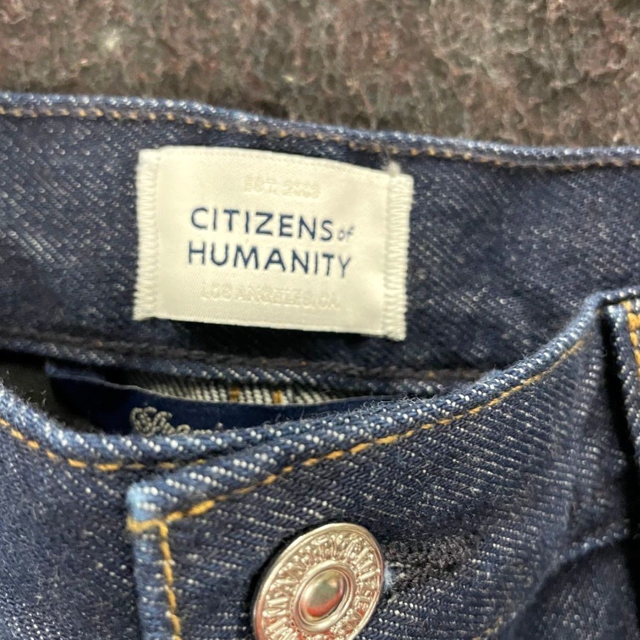 CITIZENS OF HUMANITY Ayla Polish Denim Trousers Jeans Women's 28 Blue Regular Straight Button Pockets Fabric Denim
