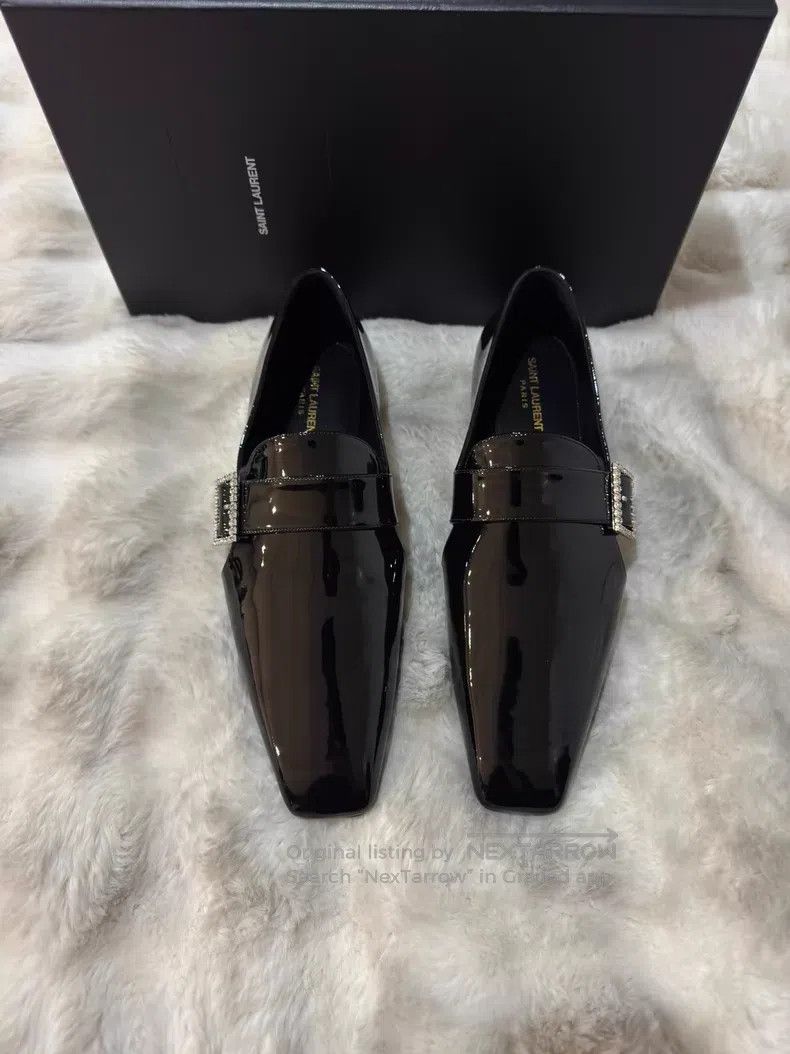 Saint Laurent Paris Saint Laurent Paris Crystal Buckle Loafers Size US 11 / EU 44 - 2 Thumbnail