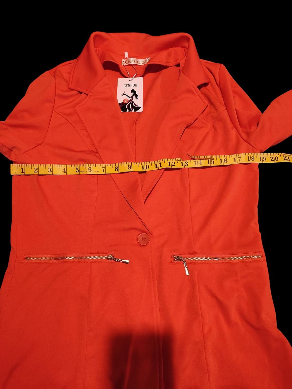 Other GENHOO Women's Orange Blazer with Zipper Pockets Size M / US 6-8 / IT 42-44 - 8 Thumbnail