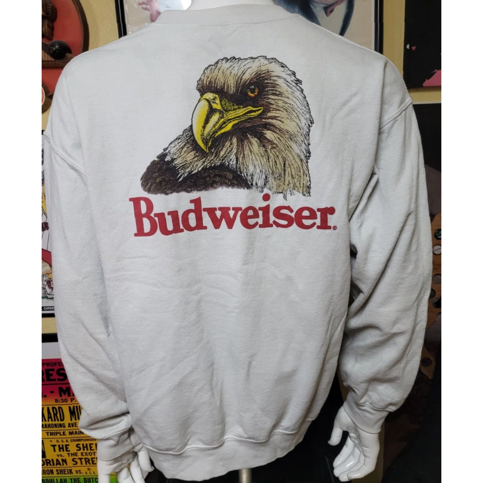 Budweiser VINTAGE Budweiser Crewneck Sweatshirt Large Shirt Unisex Adults L White Budweiser Beer Retro USA Eagle 90s Size US L / EU 52-54 / 3 - 3 Thumbnail
