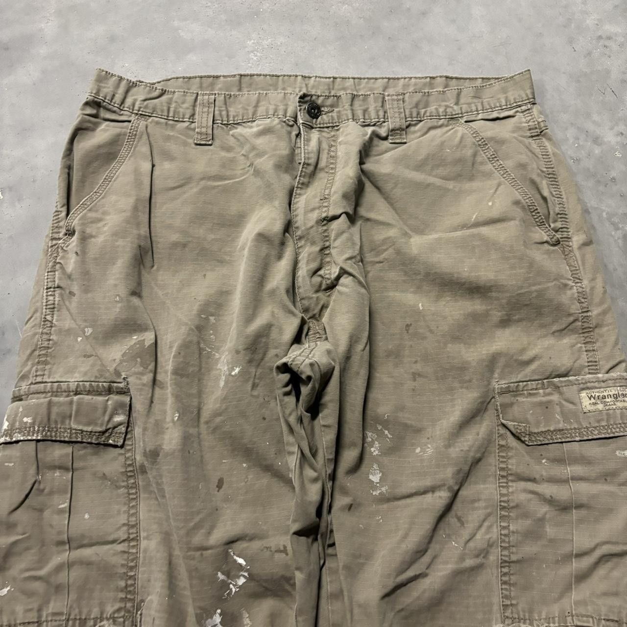 Japanese Brand × Vintage Crazy Vintage Y2K/2000s Baggy Khaki Skater Workwear Distressed Cargo Pants! Size US 36 / EU 52 - 5 Thumbnail