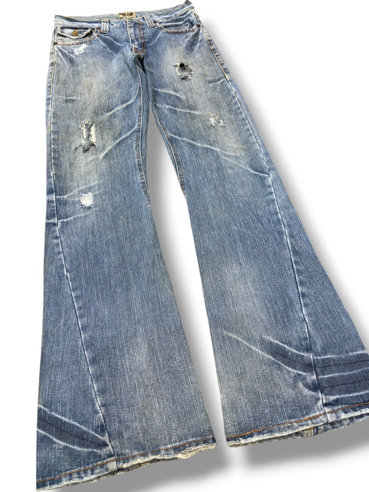 If Six Was Nine Vintage Nylaus Jeans Flare Grunge Studded Denim Size US 30 / EU 46 - 3 Thumbnail