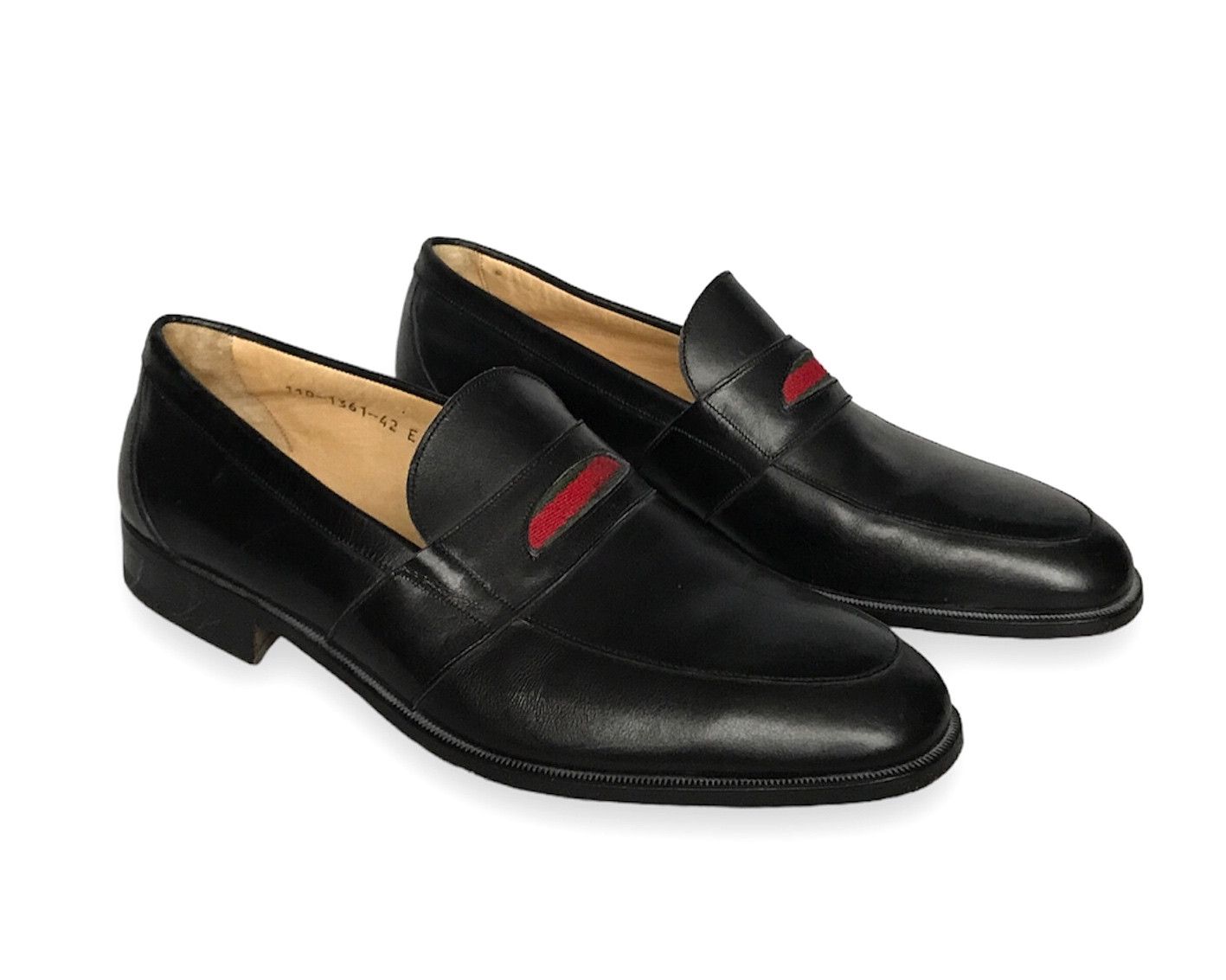 Gucci ICON GUCCI WEB SLIP ON LOAFERS BLACK SMOOTH LEATHER EU42 UK8 Size US 8.5 / EU 41-42 - 2 Thumbnail