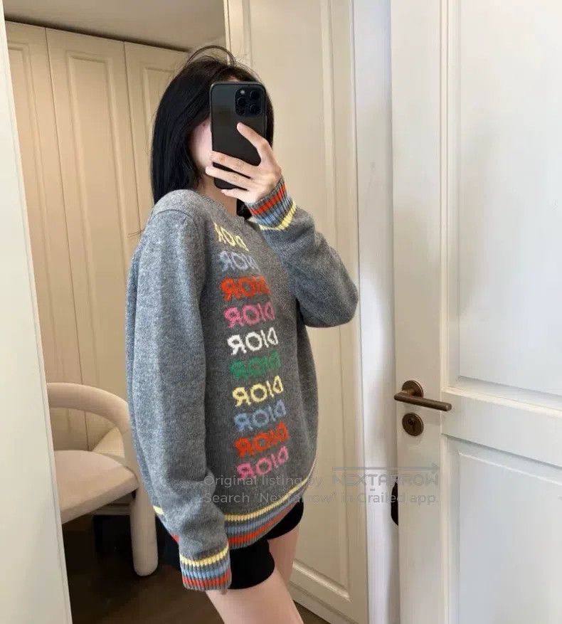 Dior Dior Dark gray logo letter stripe inlaid wool round-neck l Size US XL / EU 56 / 4 - 7 Thumbnail