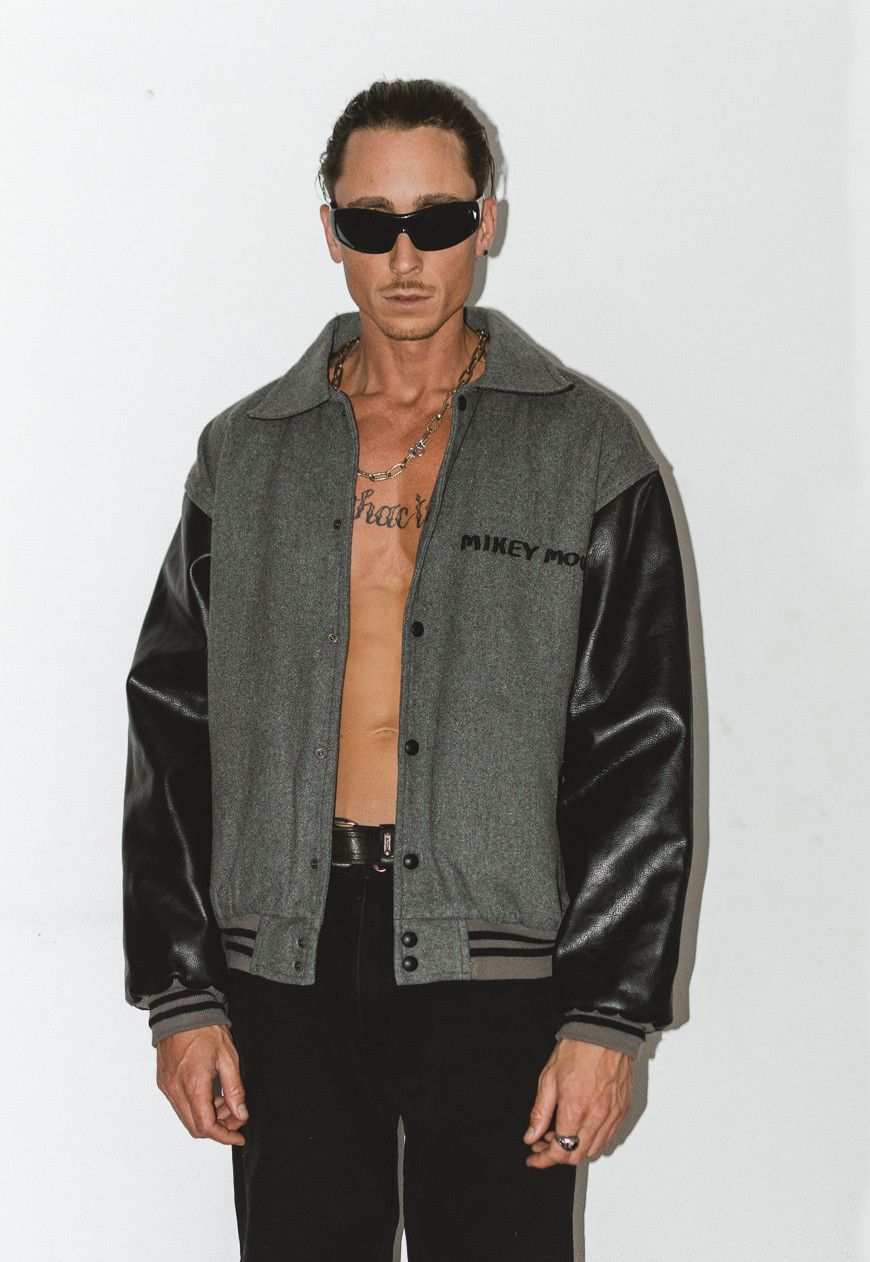 Designer × Vintage Collectible 90s Mickey Monesy Wool Leather Bomber Jacket Size US XL / EU 56 / 4 - 5 Thumbnail