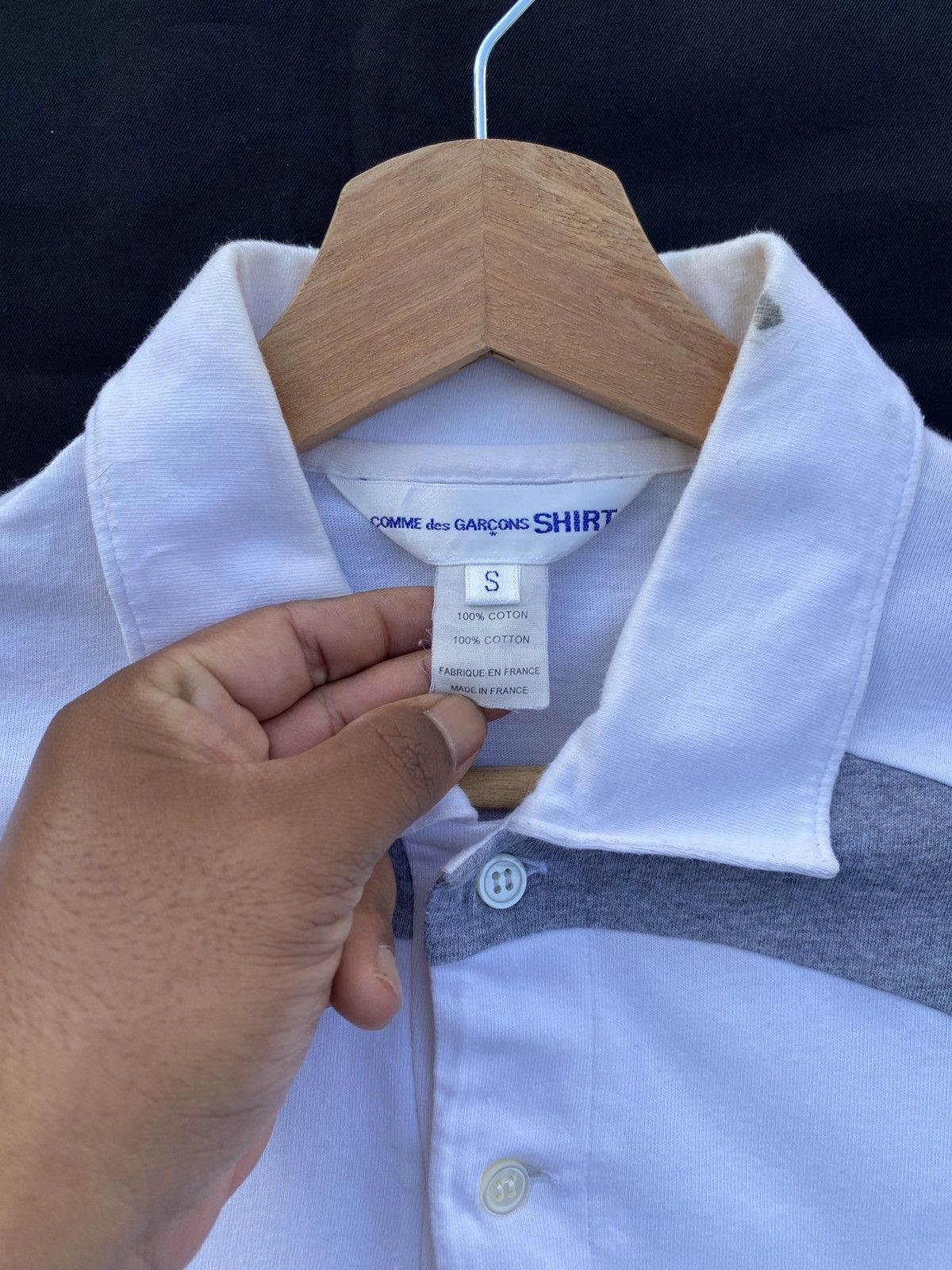 Comme des Garcons Rare Design Comme Des Garcons White Polo Shirt Size US S / EU 44-46 / 1 - 11 Thumbnail