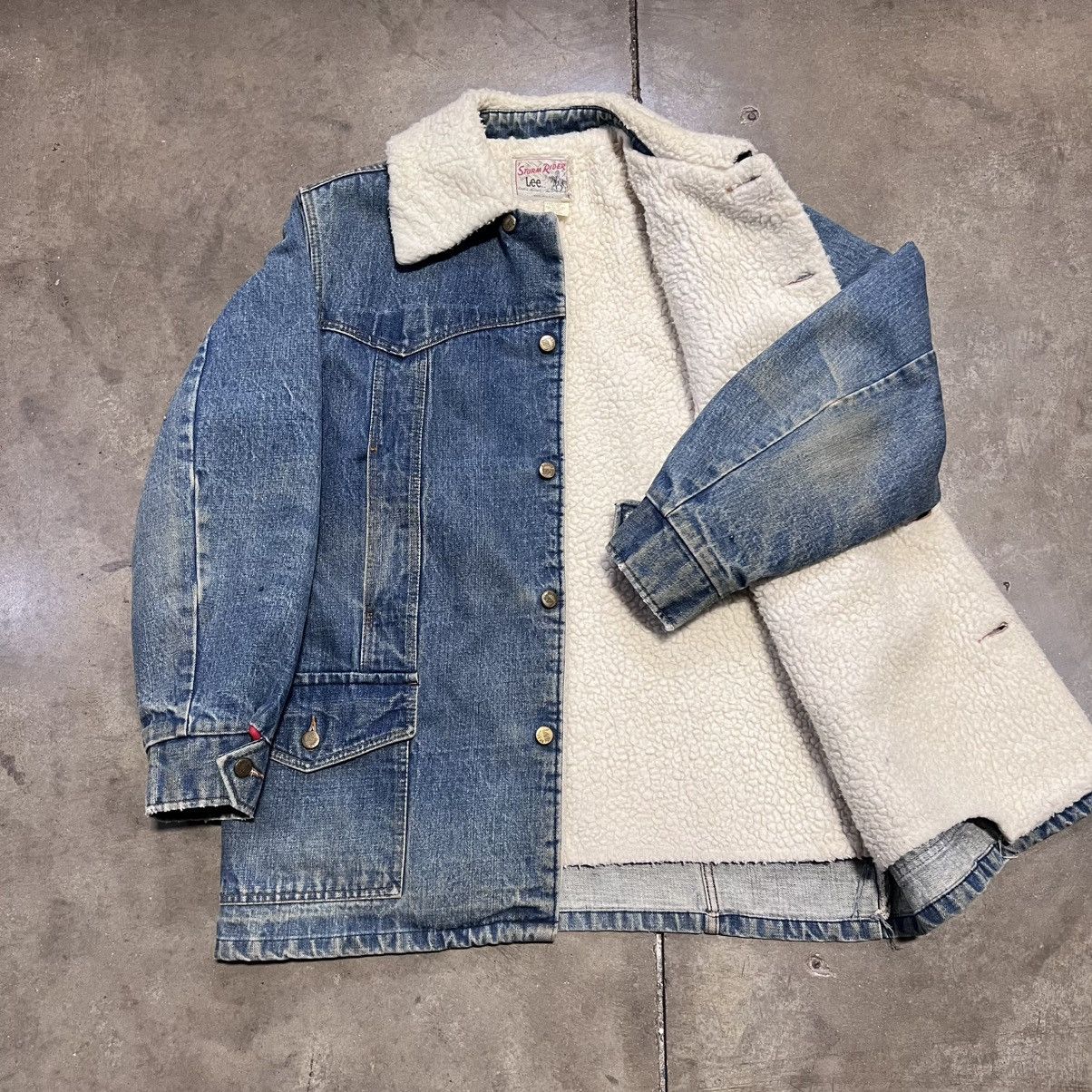 Lee Vintage 80s Lee Storm Rider Denim Jacket Sherpa Lined USA Size US XL / EU 56 / 4 - 5 Thumbnail