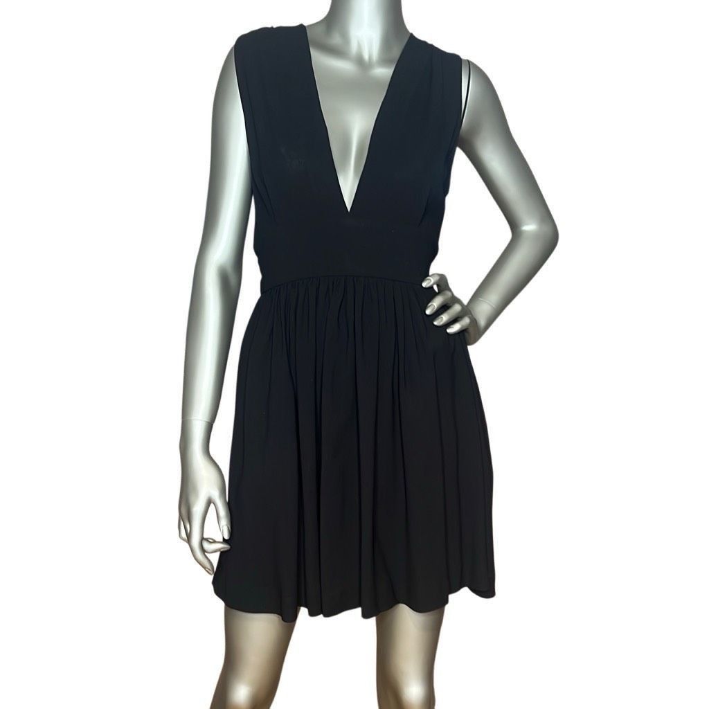 MSGM MSMG Black Sleeveless V-neck Mini Dress (013) Size S / US 4 / IT 40 - 1 Thumbnail