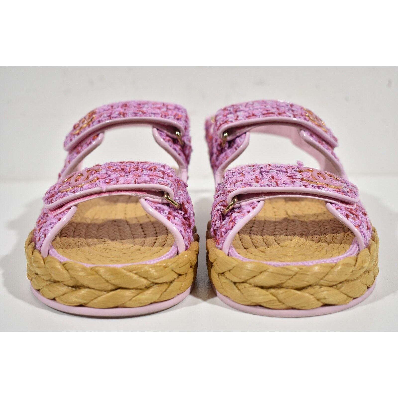 Chanel Chanel 22P Pink Purple Tweed Braid CC Logo Mule Slide Size US 10 / IT 40 - 5 Thumbnail