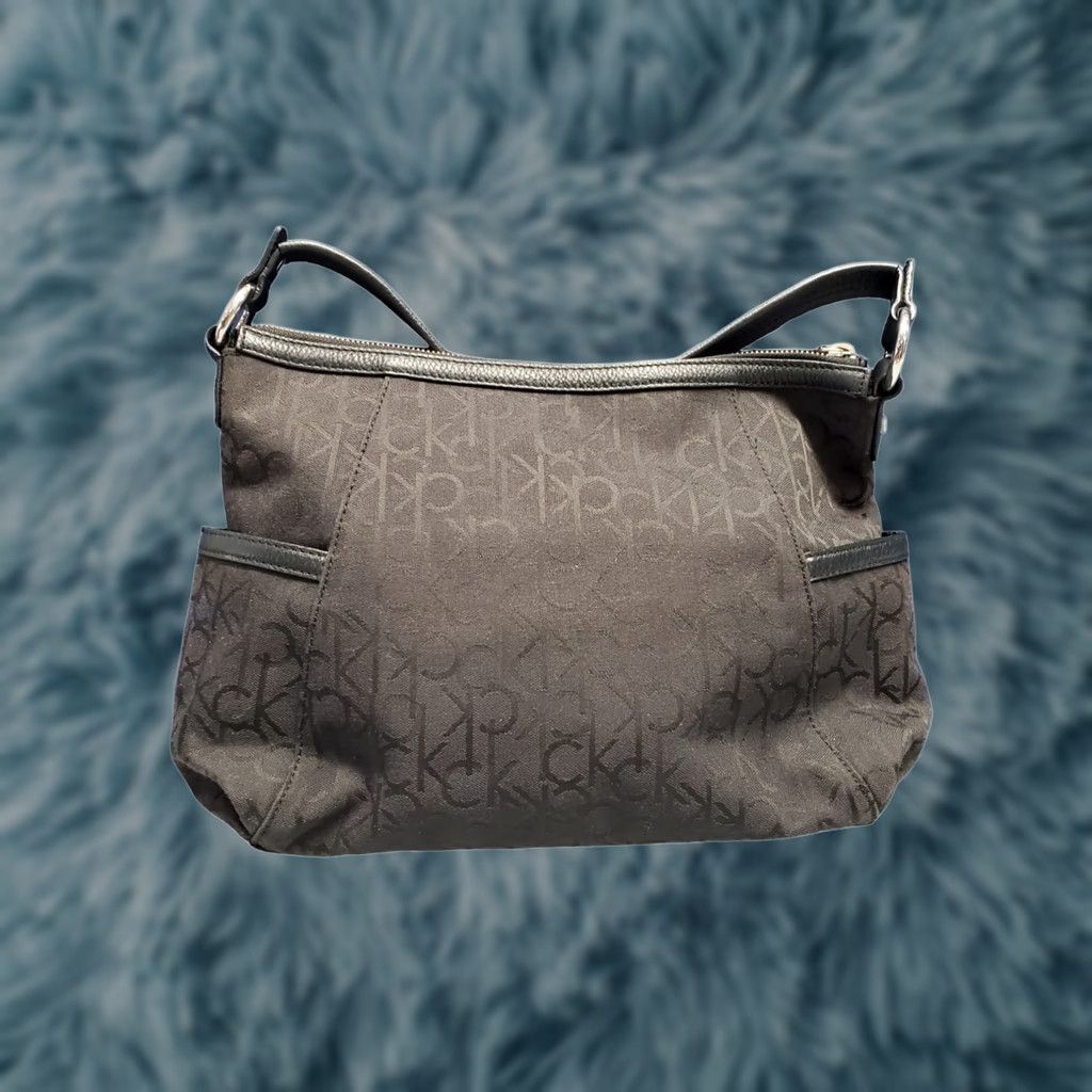 Calvin Klein Calvin Klein Hobo Bag Womens Black Canvas Shoulder Strap Silver Hardware Size ONE SIZE - 1 Thumbnail