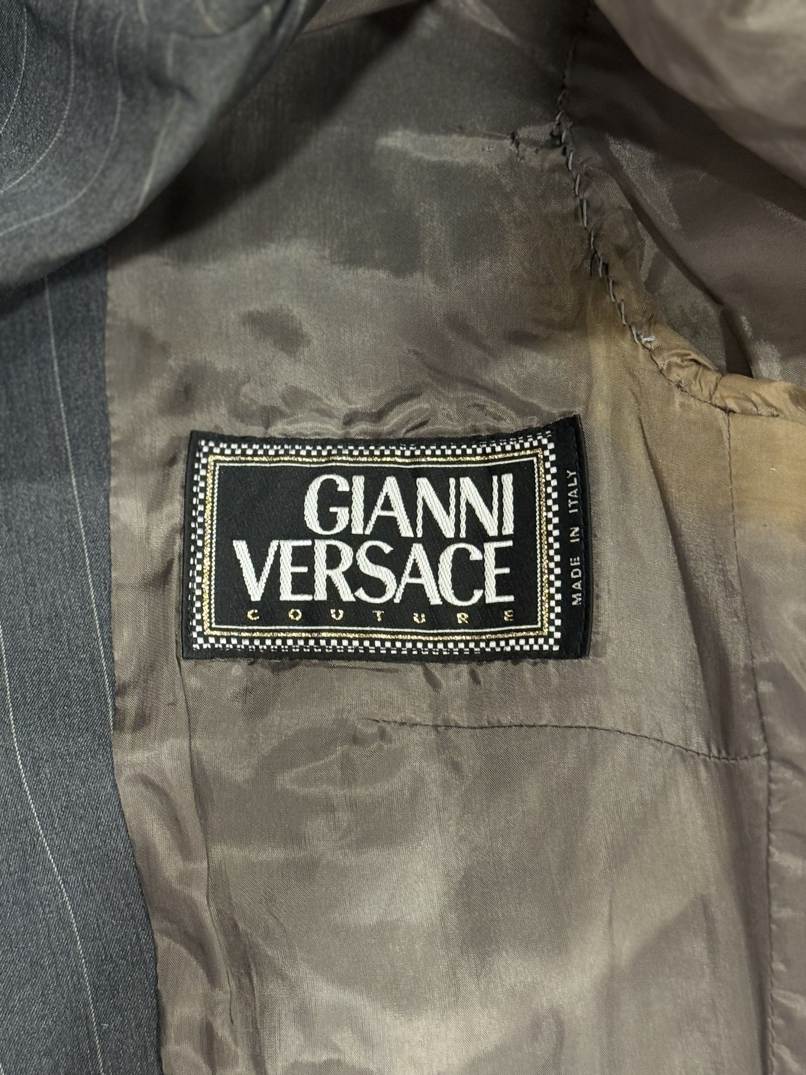 Versace Gianni Versace 1995 Runway Gray Pinstripe Pants Suit Size M / US 6-8 / IT 42-44 - 4 Thumbnail