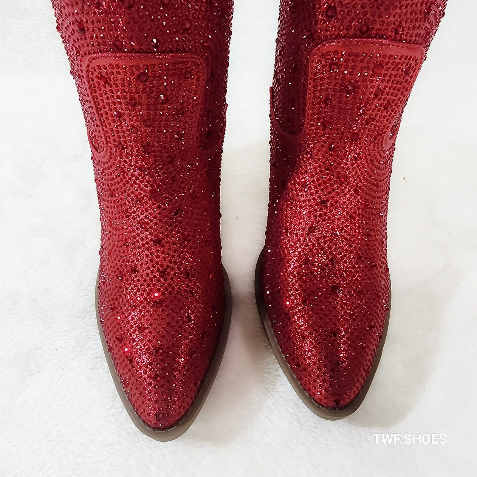 Other Dolly Red Rhinestone Glitter Disco Cowgirl Country Glam West Size US 10 / IT 40 - 6 Thumbnail