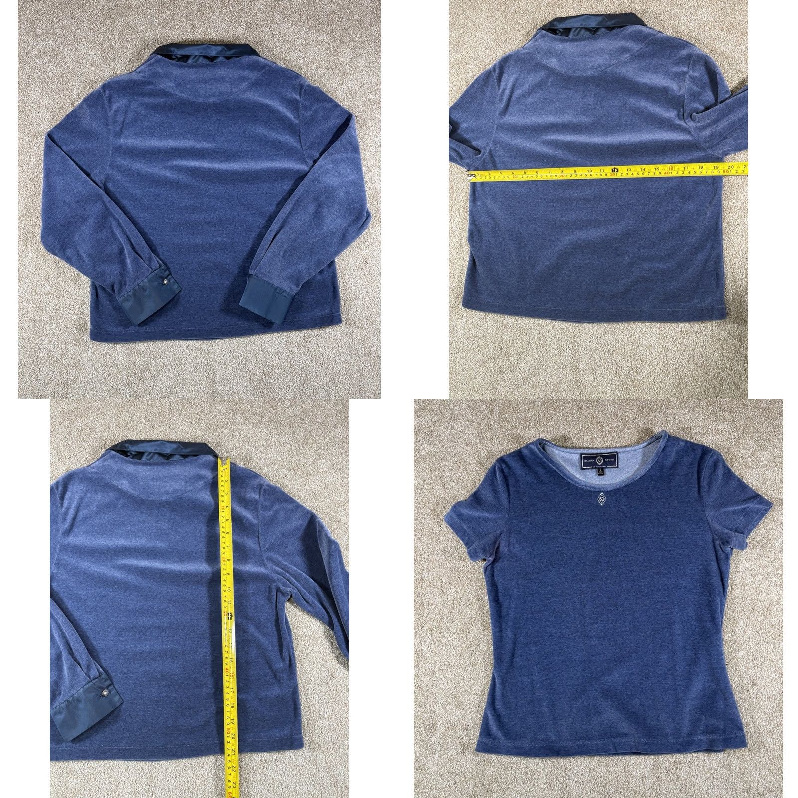 Velour VINTAGE ST. JOHN Sport Marie Gray 3-Piece Track Suit Blue Velour S Women Size S / US 4 / IT 40 - 8 Thumbnail