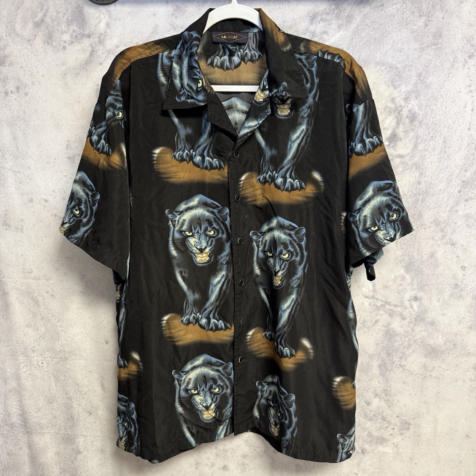Vintage Vintage LA Beat Panther Button Up Shirt Mens Medium 24x29 Size US M / EU 48-50 / 2 - 1 Thumbnail