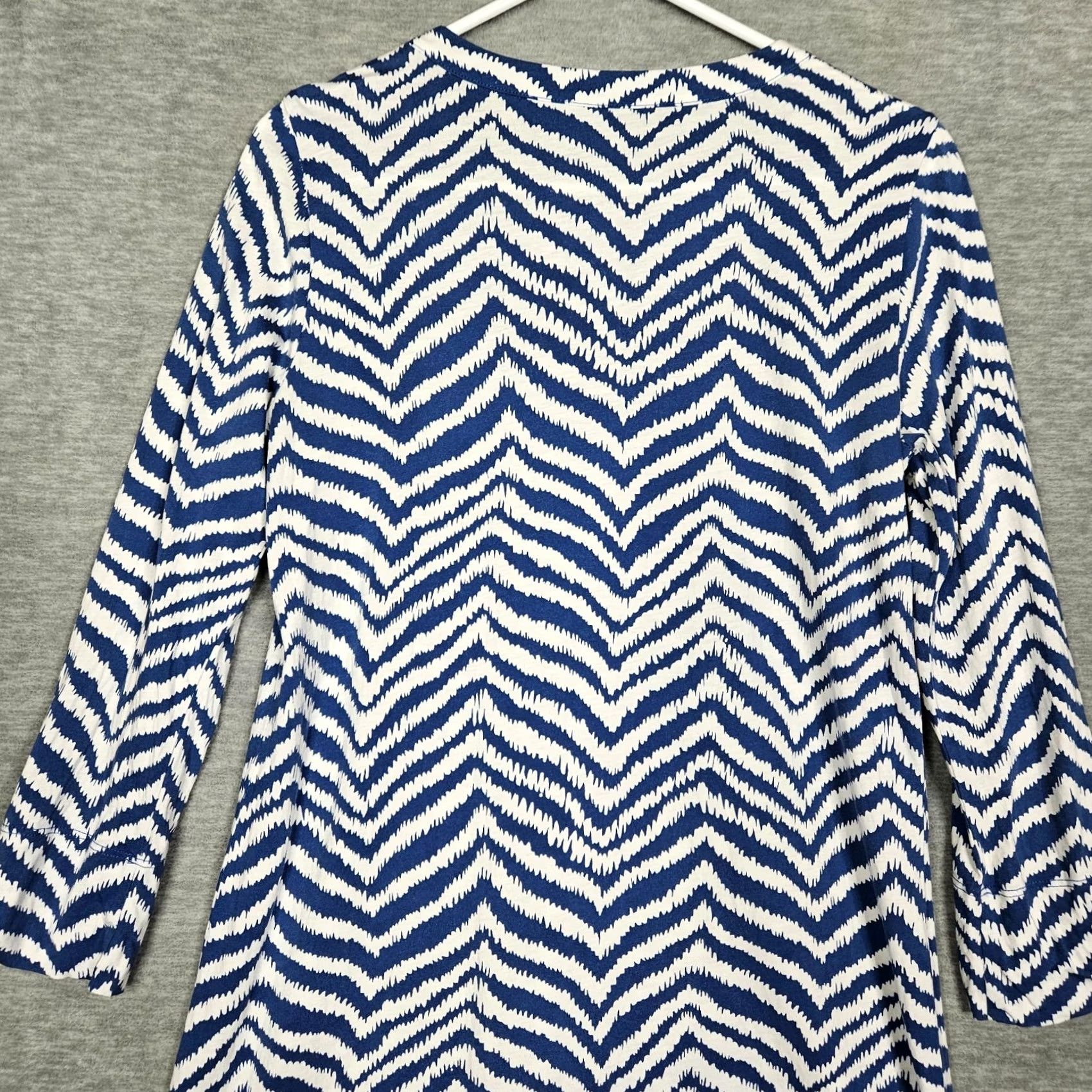 Lilly Pulitzer Lilly Pulitzer Blue Printed V-neck Stripes Women's Pima Cotton Casual Dress Sz M Size M / US 6-8 / IT 42-44 - 5 Thumbnail