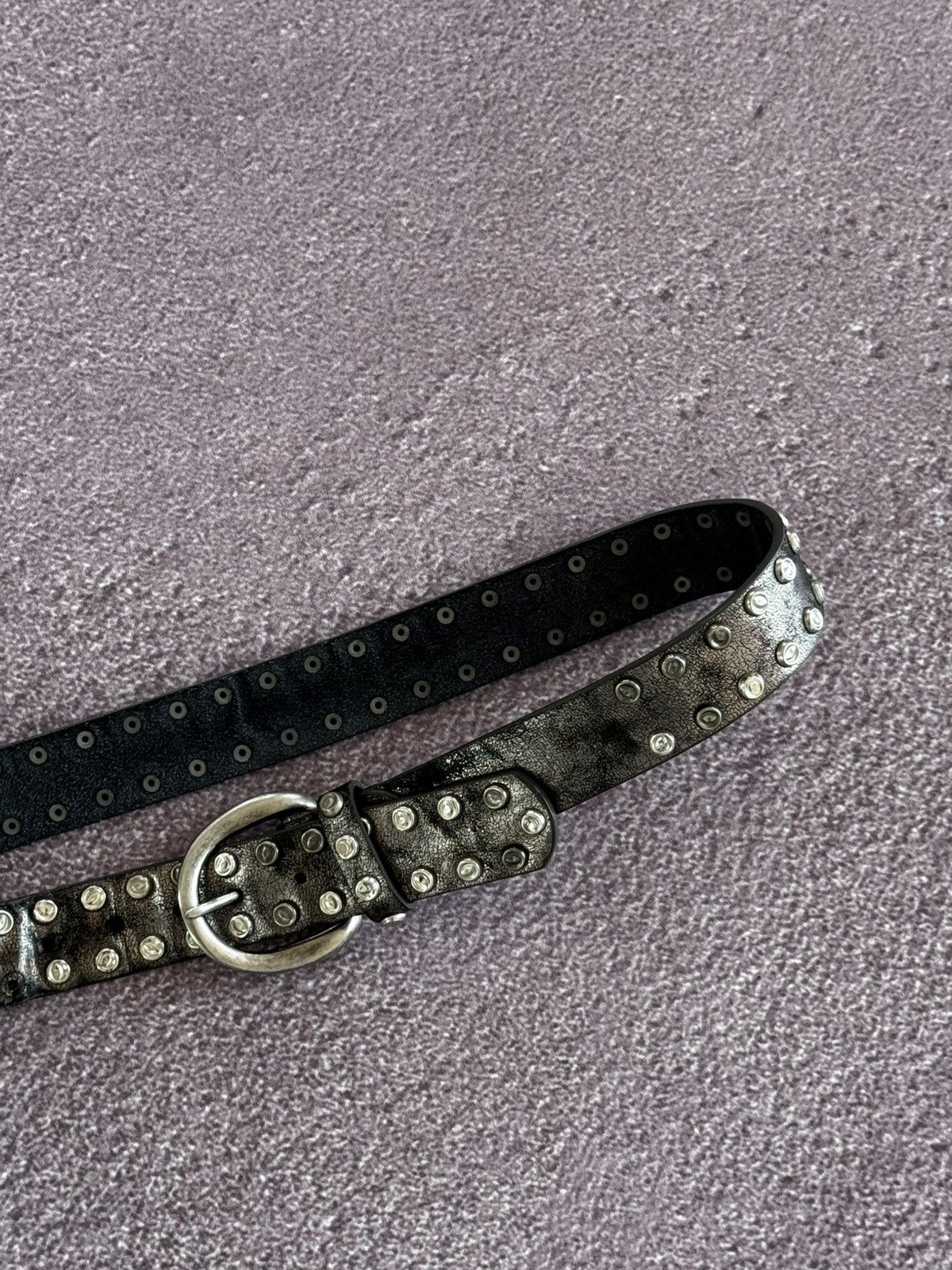 Japanese Brand Vintage Leather Studded Belt Black Metal Diesel style Size ONE SIZE - 3 Thumbnail