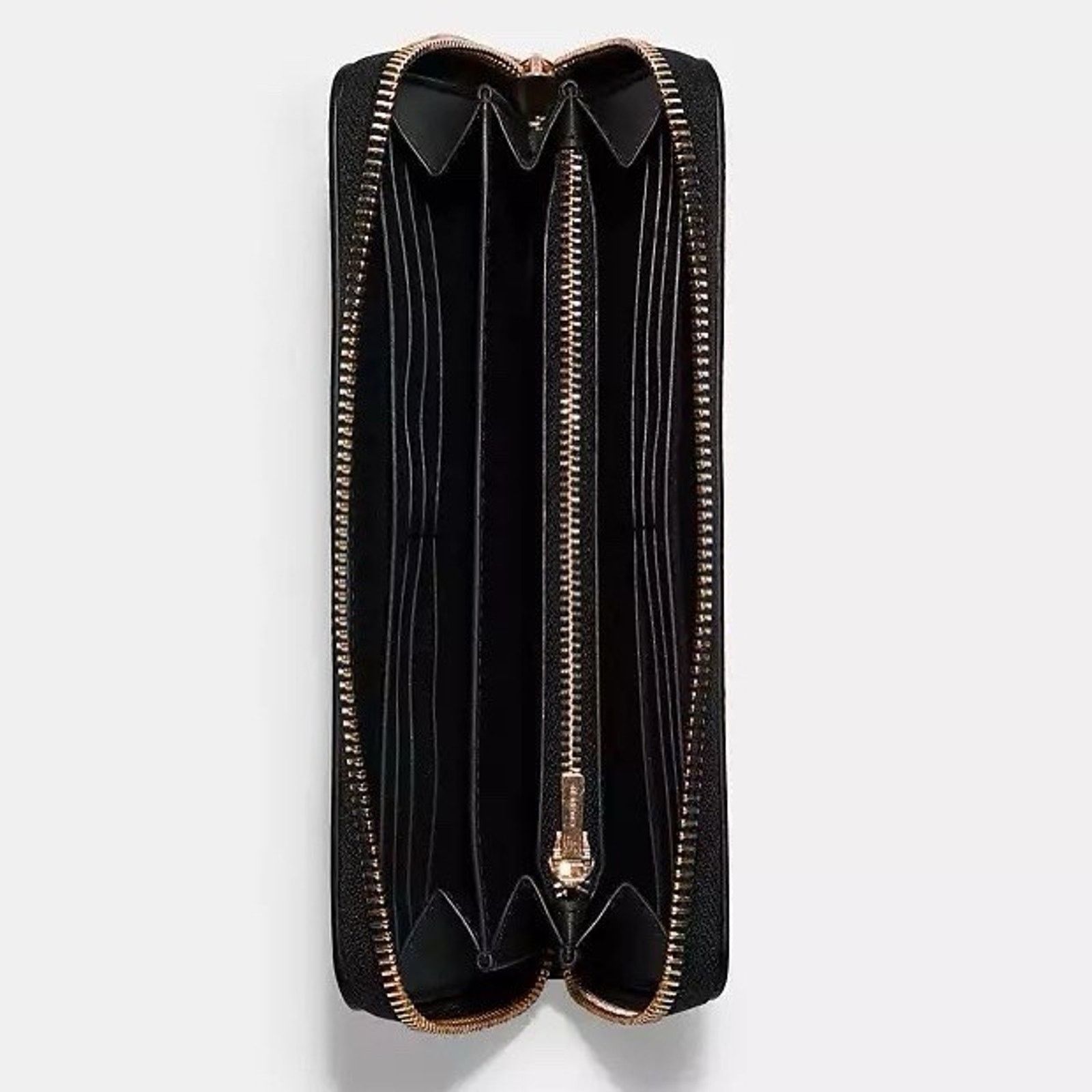 Coach NWT Coach Long Zip Around Wallet Gold/Black Leather C4451 Size ONE SIZE - 5 Thumbnail