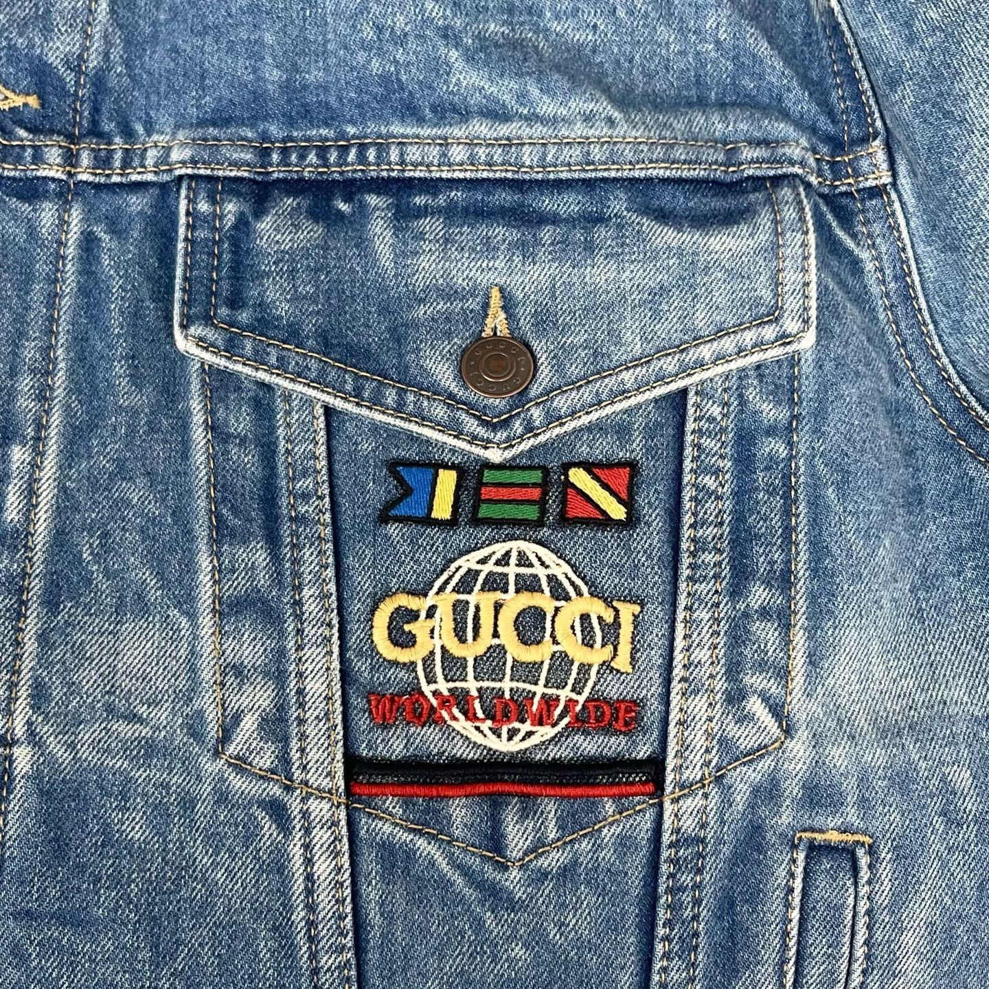Gucci Gucci Washed Blue Embroidered Nautical Logo Denim Jacket Size US S / EU 44-46 / 1 - 4 Thumbnail