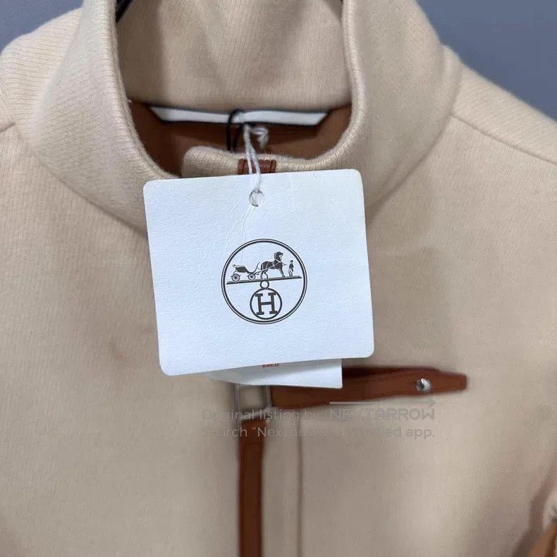 Hermes Hermes Khaki Patch Leather Cashmere Cloak Jacket Size M / US 6-8 / IT 42-44 - 6 Thumbnail