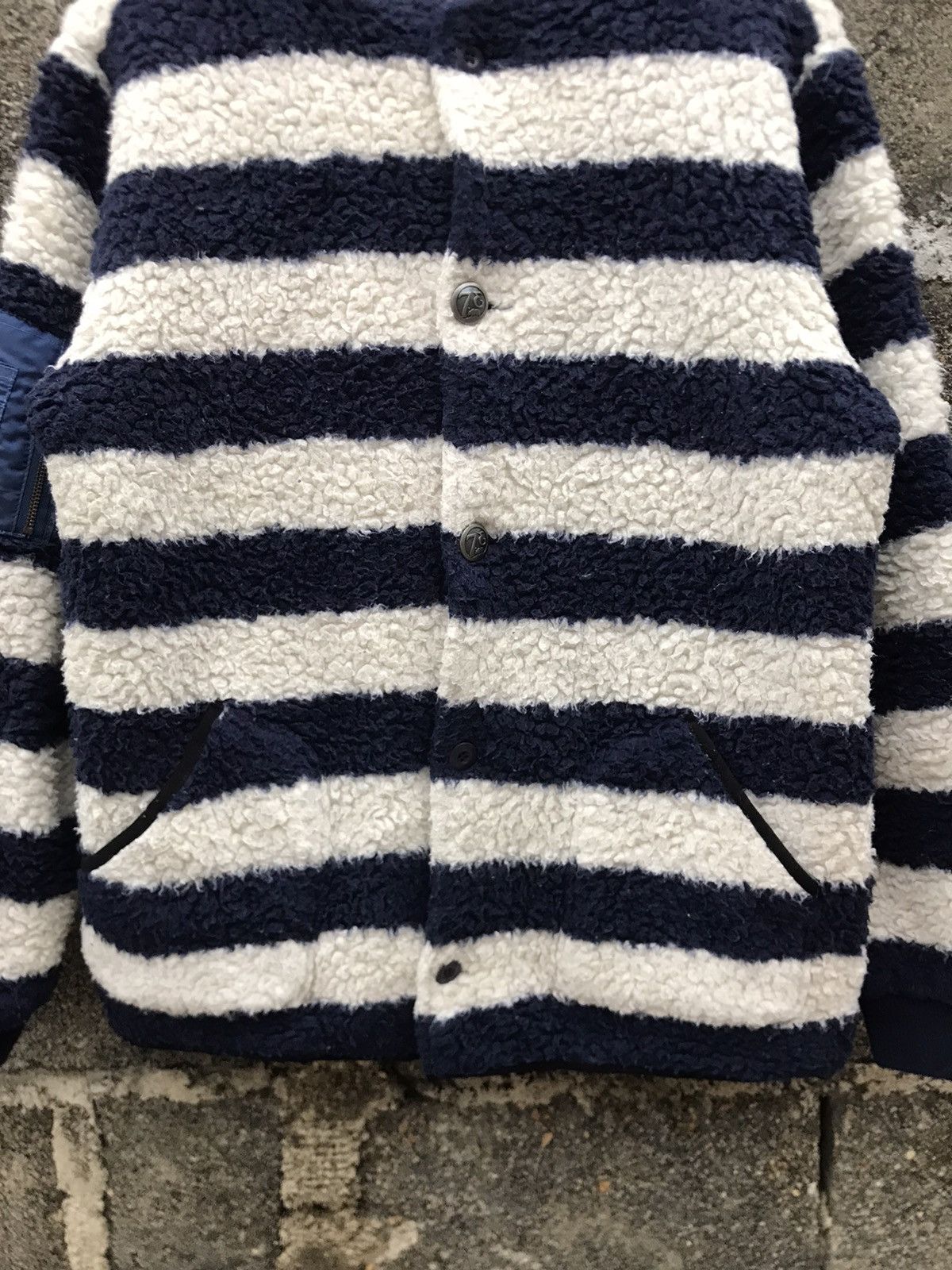 Japanese Brand Seven Three Rider Striped Fleece Button Up Jacke Size US L / EU 52-54 / 3 - 3 Thumbnail