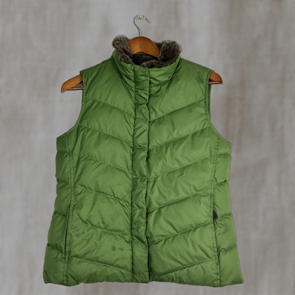 Eddie Bauer Eddie Bauer Vest Puffer Down Womens Small Army Green Faux Fur Collar Stains Size S / US 4 / IT 40 - 1 Thumbnail