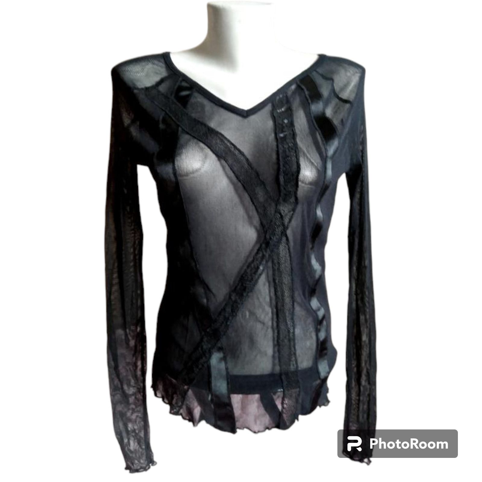 Other Avant Garde sheer mesh longsleeve blouse black color sz L/XL Size L / US 10 / IT 46 - 1 Thumbnail