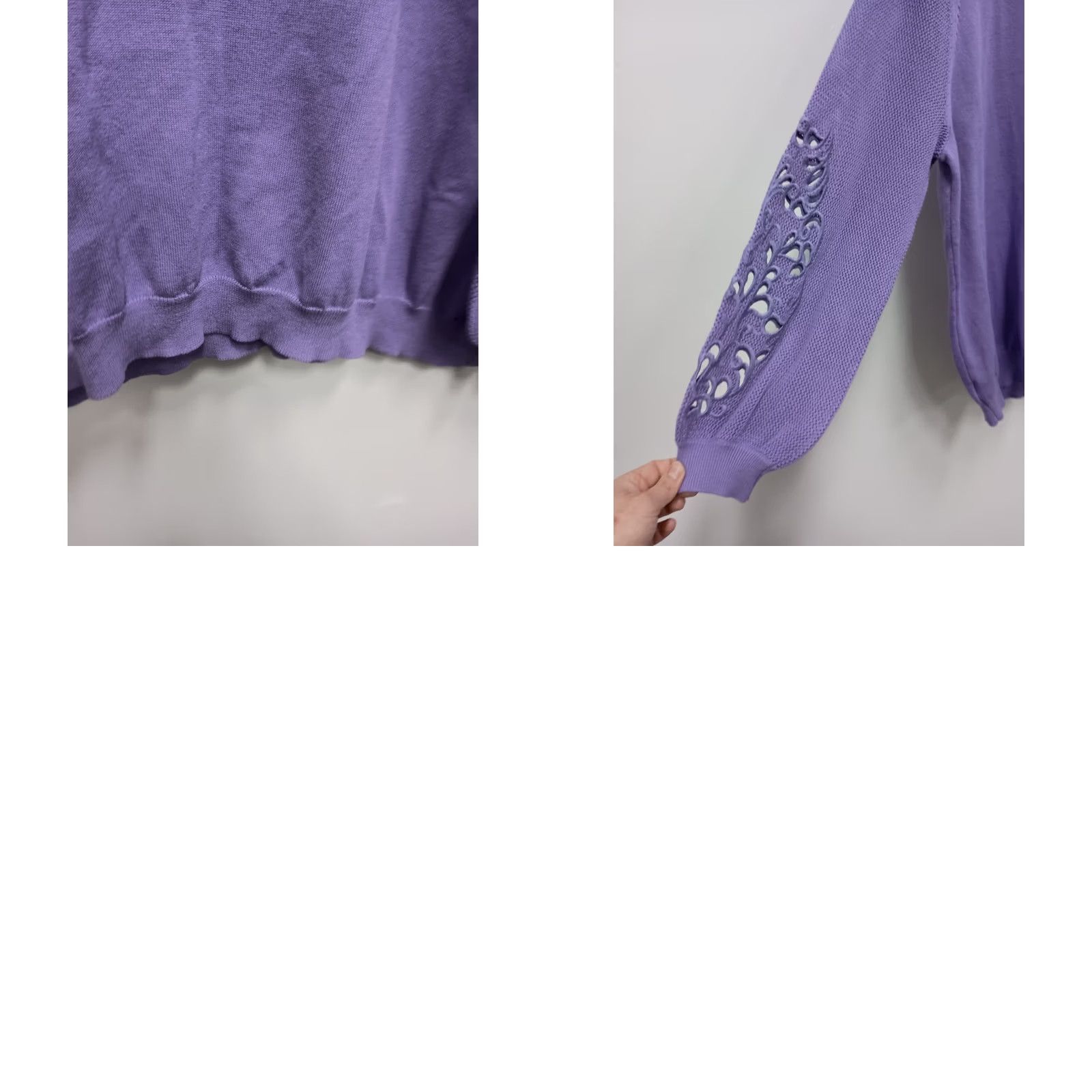Vintage Roaman's Sweater Size 1X Purple BOHO Embroidered Eyelet Balloon Sleeve Womens Size XL / US 12-14 / IT 48-50 - 9 Thumbnail