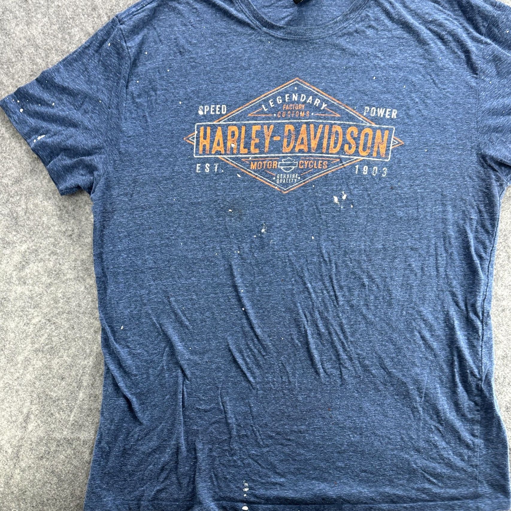 Harley Davidson VINTAGE Harley-Davidson Shirt Mens Blue Diamondback Rattlesnake Oklahoma Graphic Flag XL Blue Crew Neck Short Sleeve Size US XL / EU 56 / 4 - 3 Thumbnail