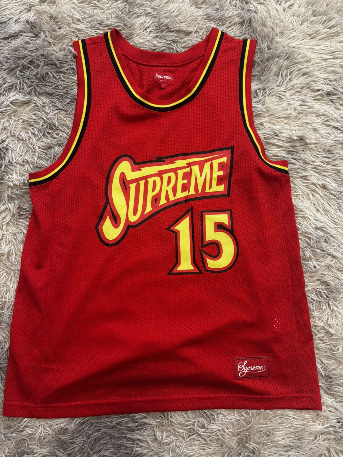 Supreme Supreme Bolt Basketball Jersey Red (L) Size US L / EU 52-54 / 3 - 1 Thumbnail