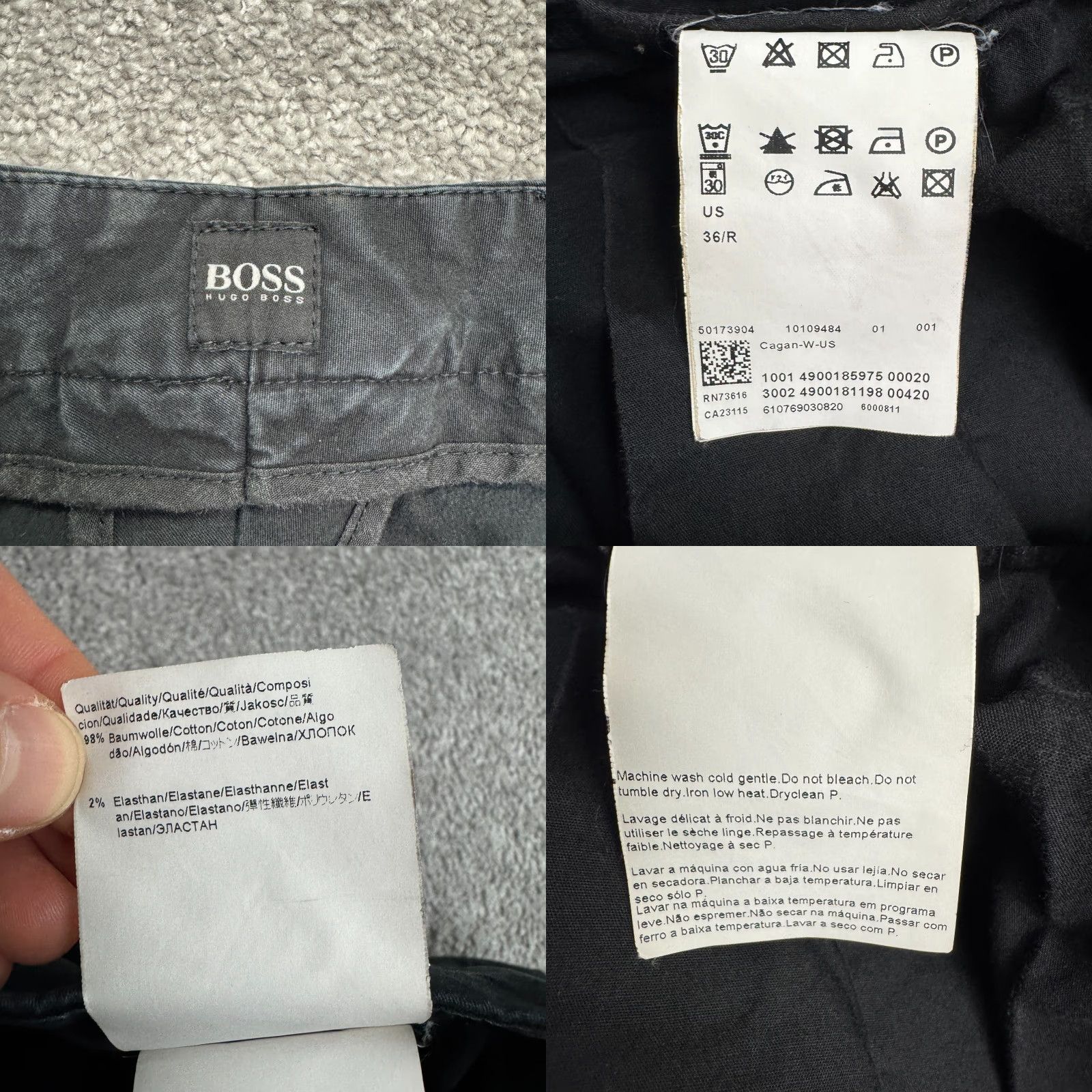Hugo Boss Hugo Boss Pants Mens 36 Regular Chino Straight Leg Flat Front Black Cotton Blend Size US 36 / EU 52 - 8 Thumbnail