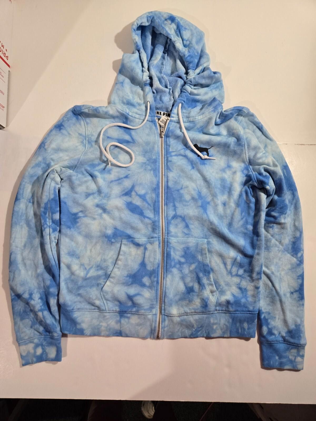 Designer Victoria's Secret PINK Tie Dye Full Zip Hoodie Large EUC Size L / US 10 / IT 46 - 1 Thumbnail