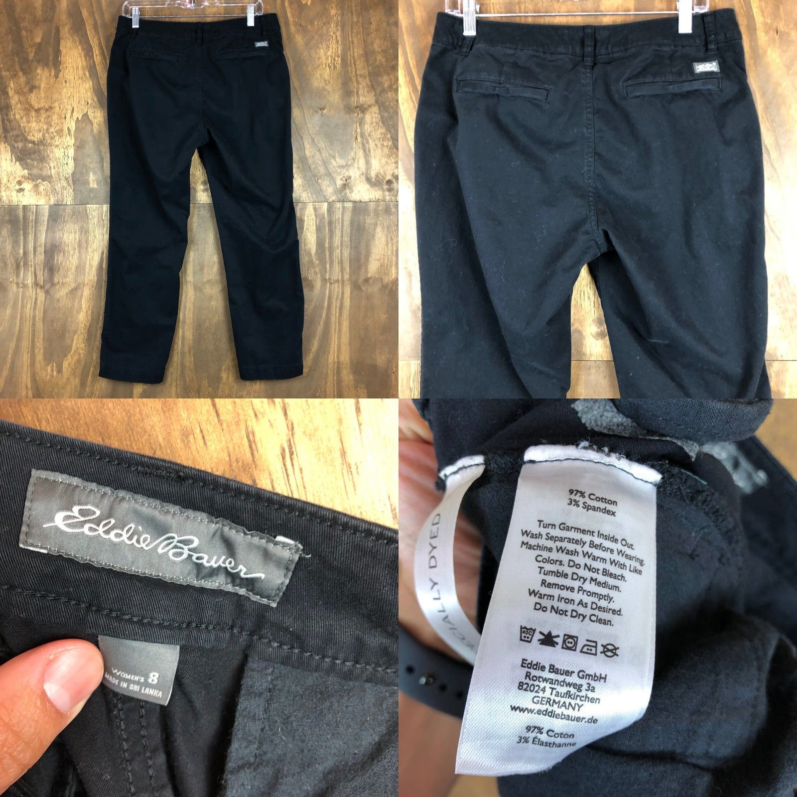 Eddie Bauer Eddie Bauer Womens Pants Capri Black Twill Zip Button Pockets 8 Capris Straight Relaxed Regular Size 31" - 8 Thumbnail
