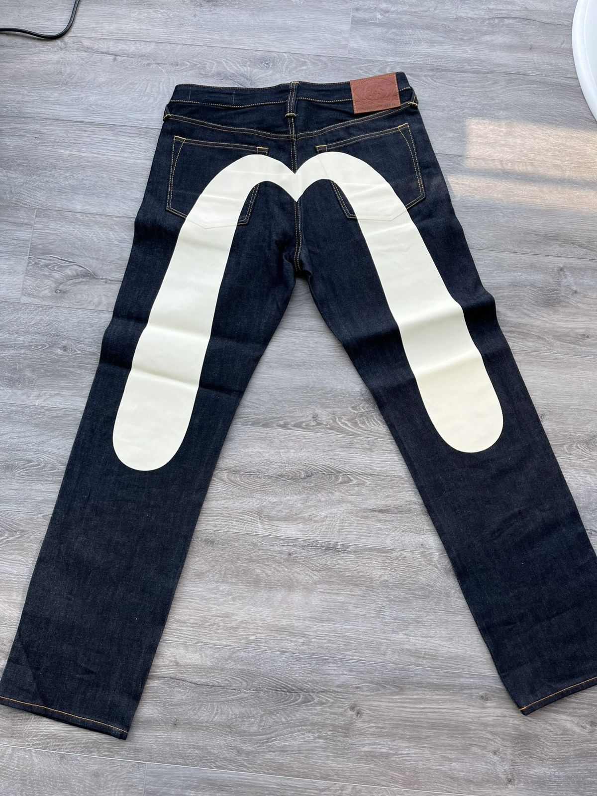 Pre-owned Evisu Daicock Print Baggy Jeans In Blue