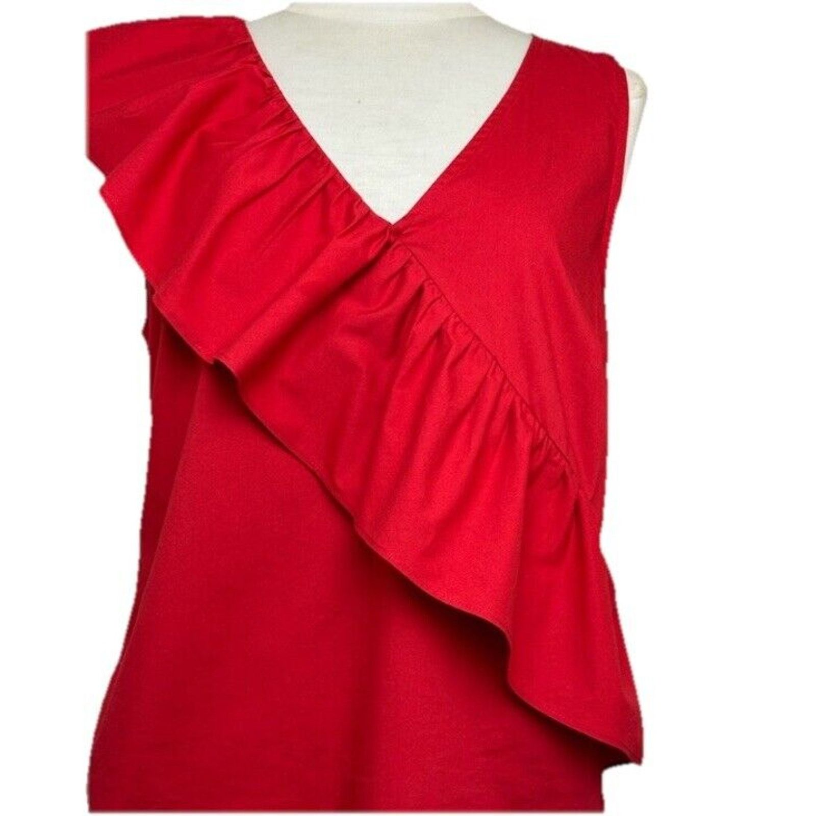 I.N.C I.N.C. One-Shoulder Asymmetrical Ruffled Red Top XL Size XL / US 12-14 / IT 48-50 - 2 Thumbnail
