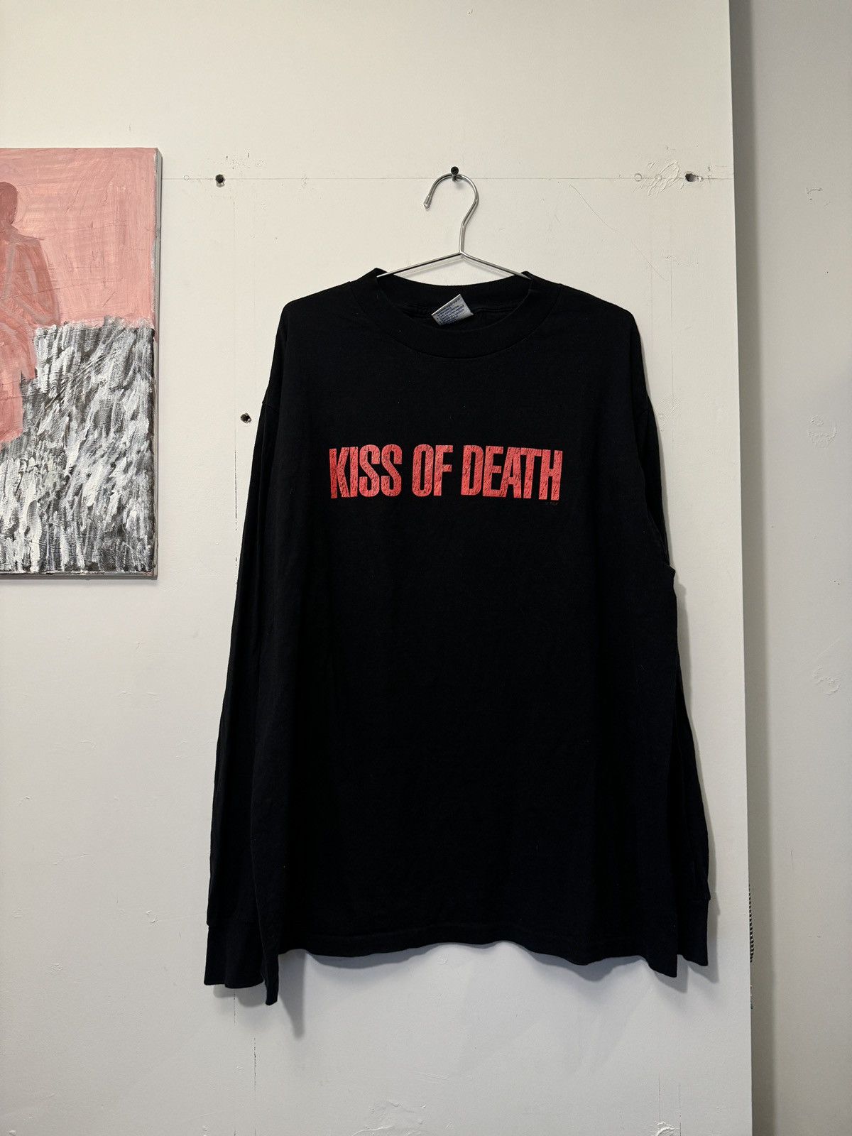 image of Movie x Vintage Kiss Of Death Oversized Longsleeve Shirt XL in Black, Men's