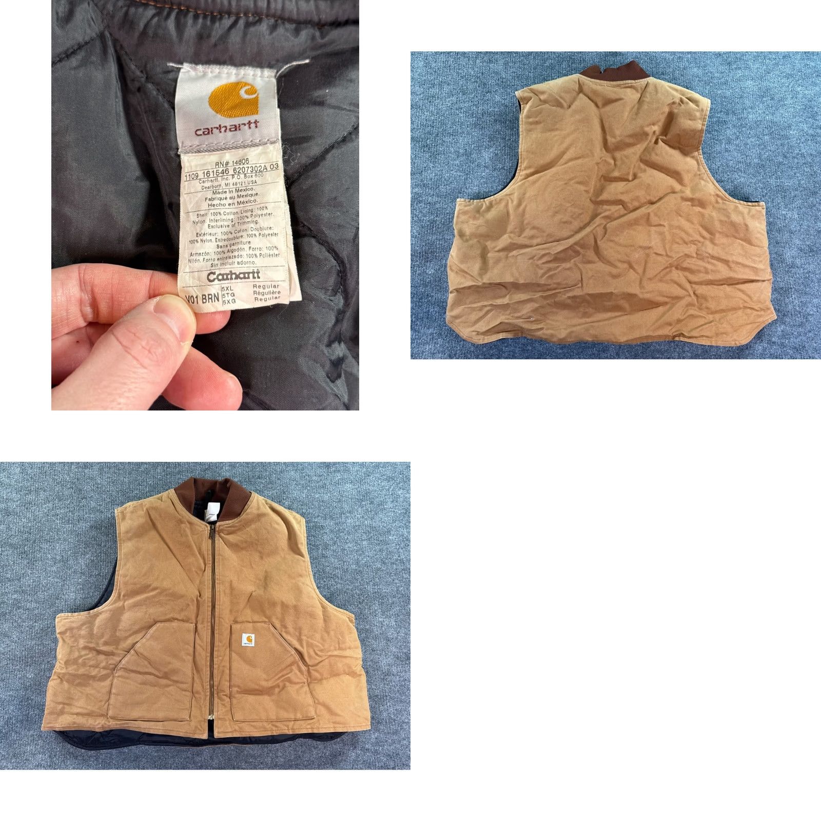 Carhartt Carhartt Mens 5XL Brown Arctic Vest Quilted Insulated Duck Canvas Work Size US XXL / EU 58 / 5 - 8 Thumbnail