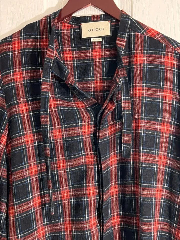 Gucci GUCCI Cambridge Flannel Long Sleeve Shirt Collar Red 52 Size US L / EU 52-54 / 3 - 8 Thumbnail