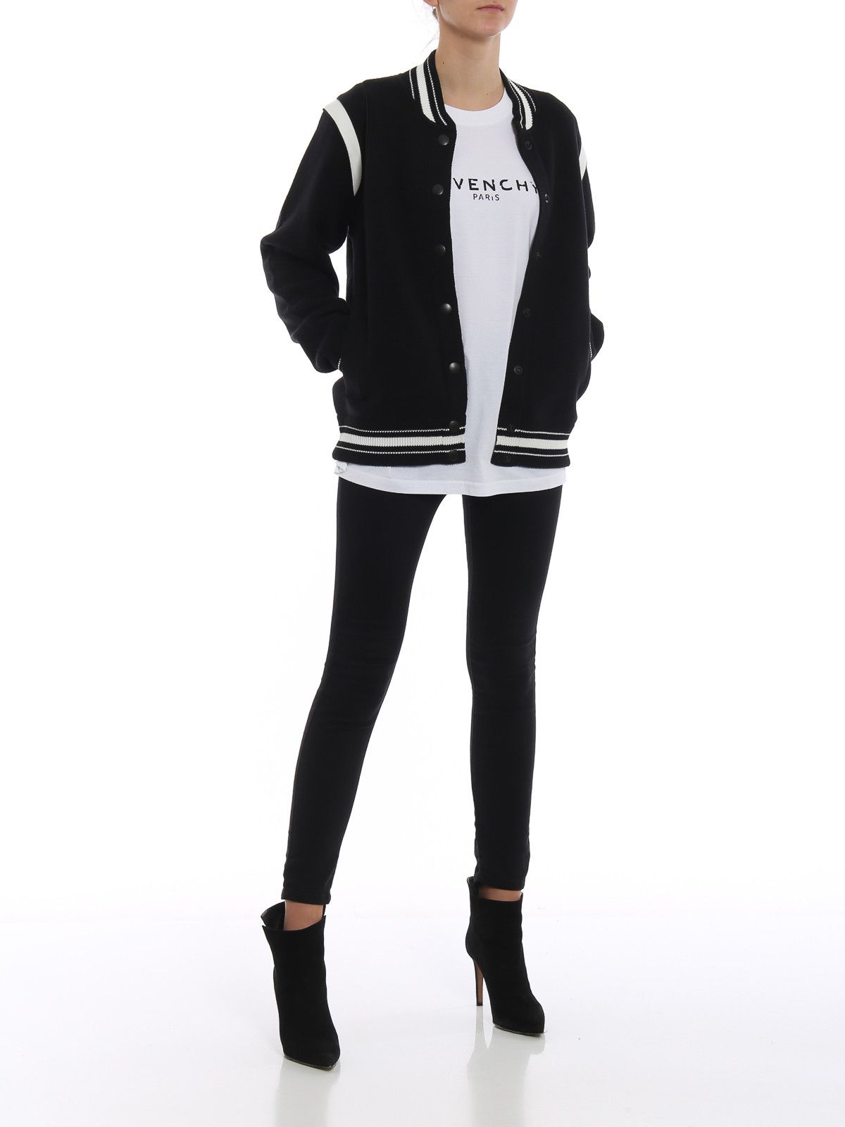 Givenchy o1srvl11e0225 Varsity Bomber Jacket in Black/White Size XL / US 12-14 / IT 48-50 - 2 Thumbnail